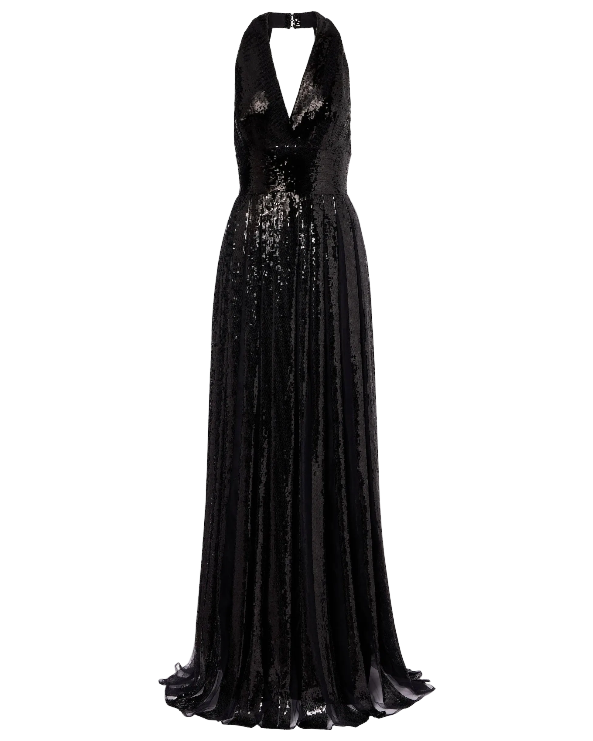 Open-Back Sequined Tulle Gown