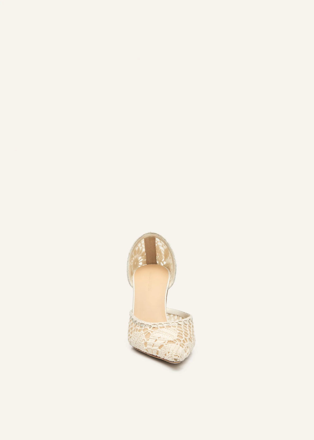Kitten pointed crochet heels in cream