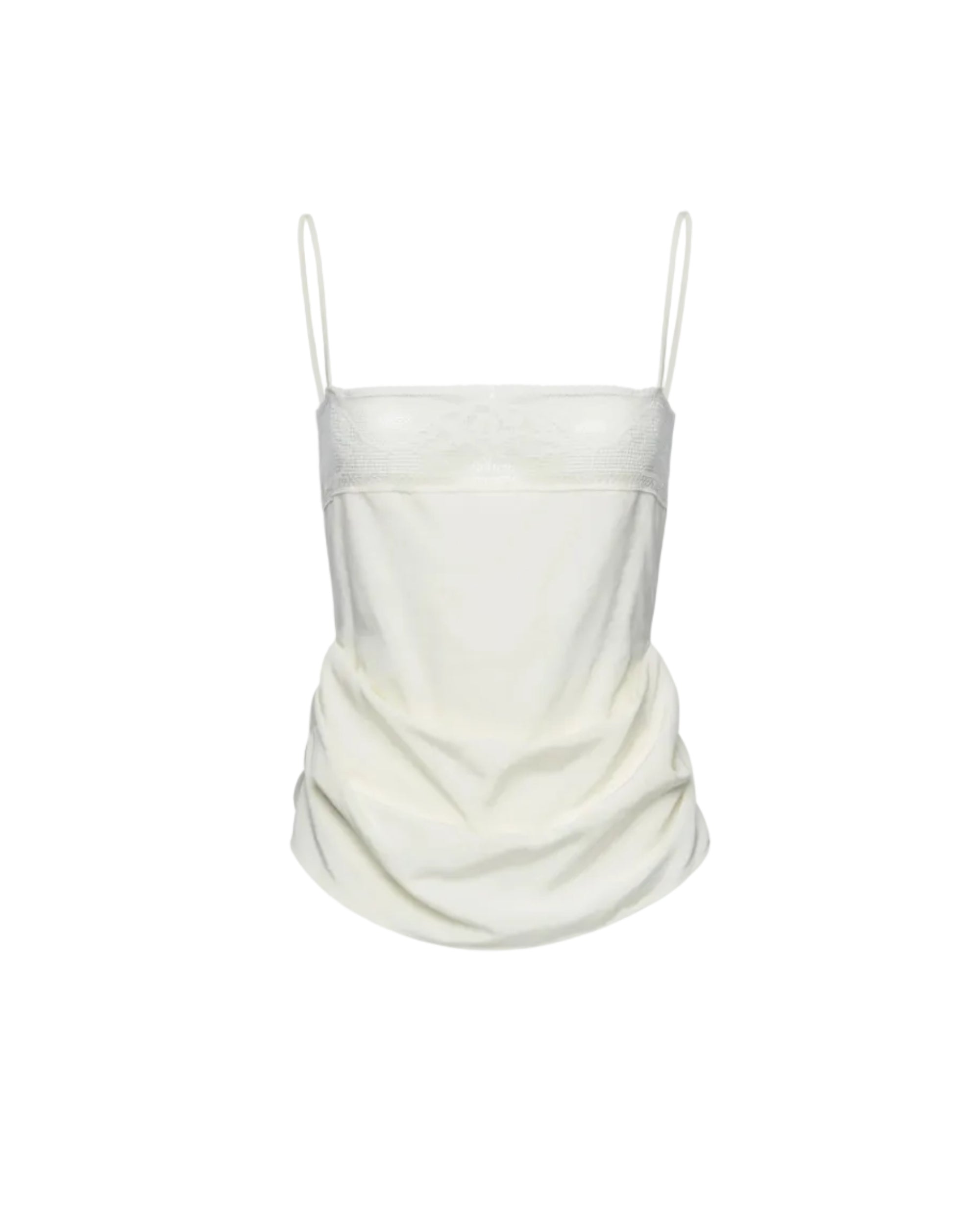 Draped Silk Lace-Trim Top