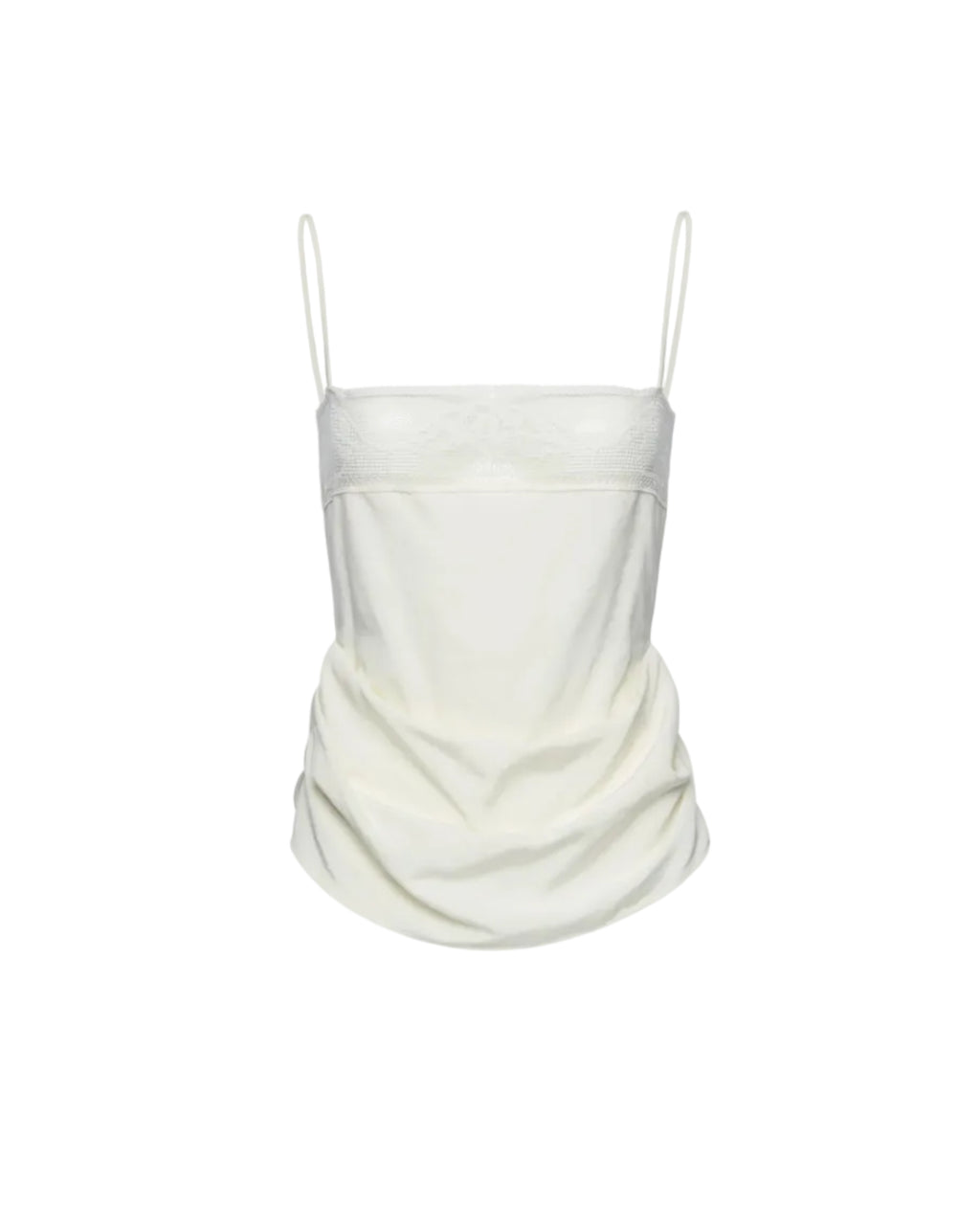 Draped Silk Lace-Trim Top