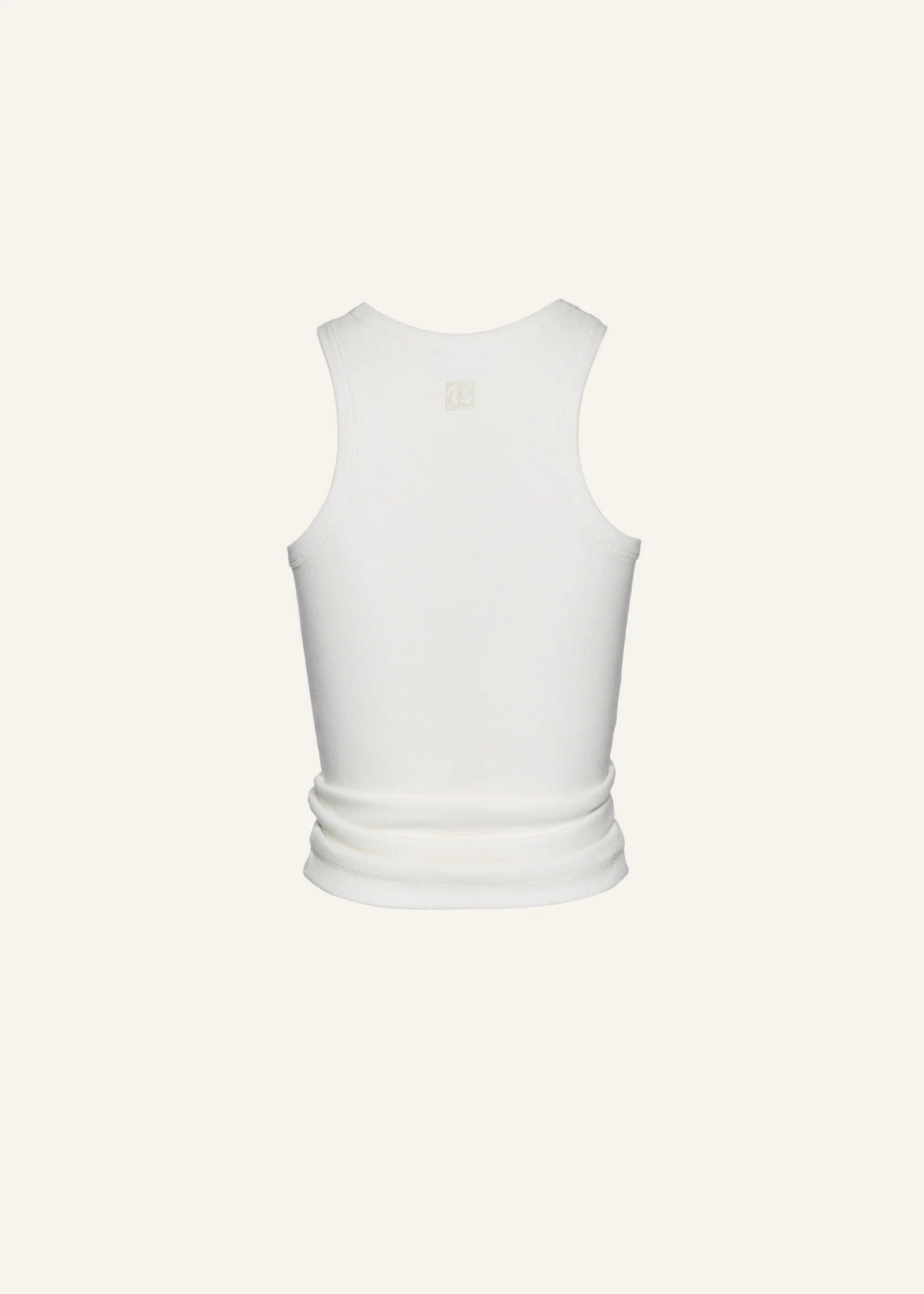 Knotted ribbed tank top in cream