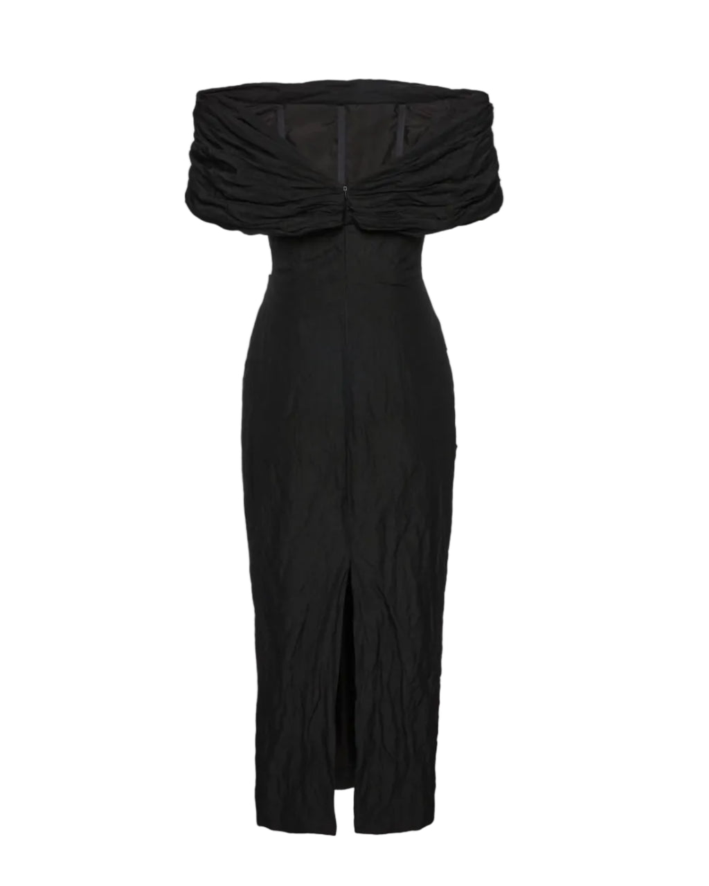 Off-Shoulder Draped Midi Dress