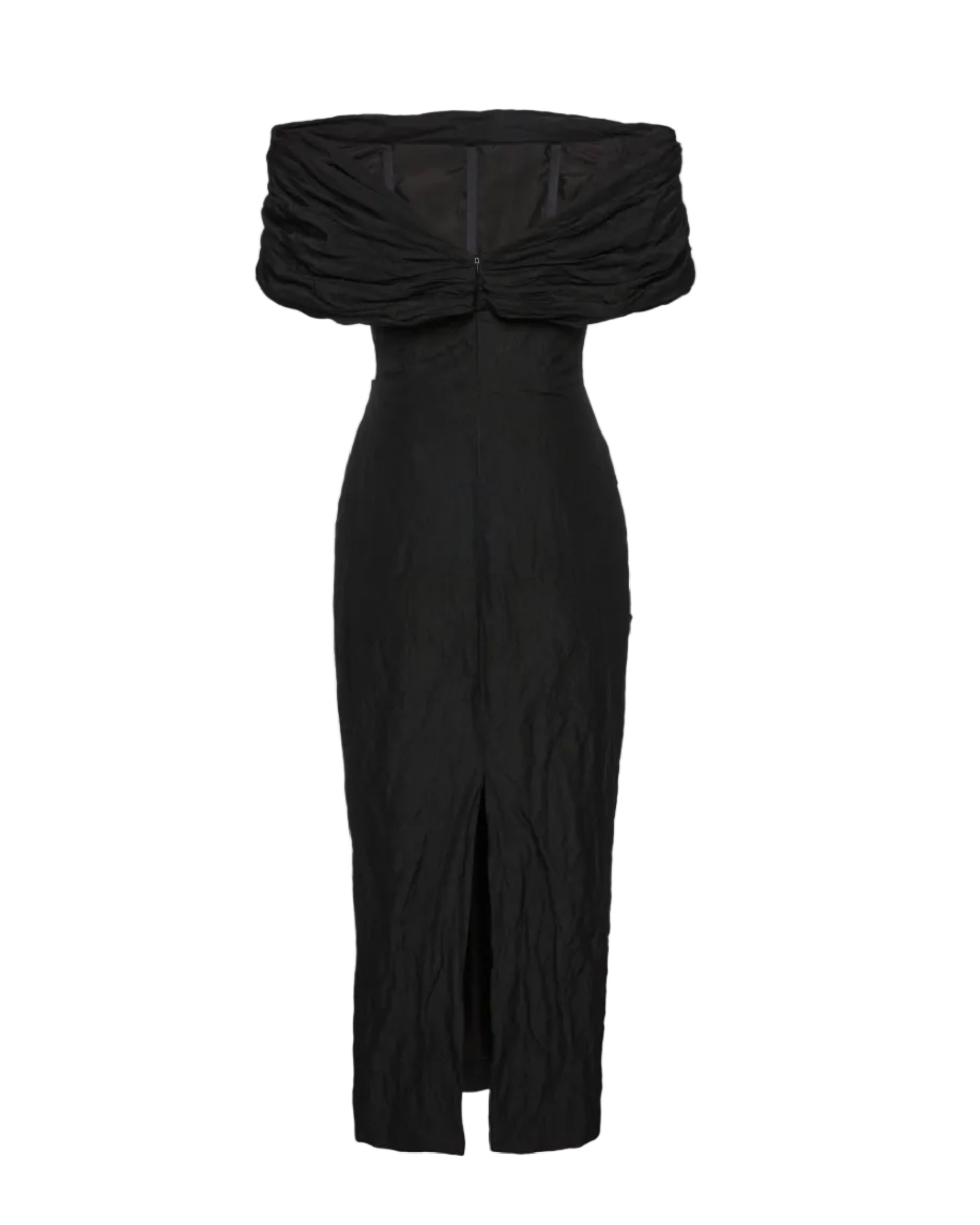 Off-Shoulder Draped Midi Dress