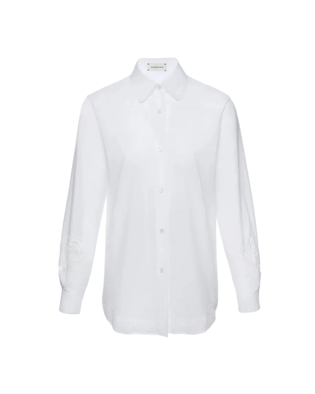 Embroidered Sleeves Lace-Trimmed Shirt