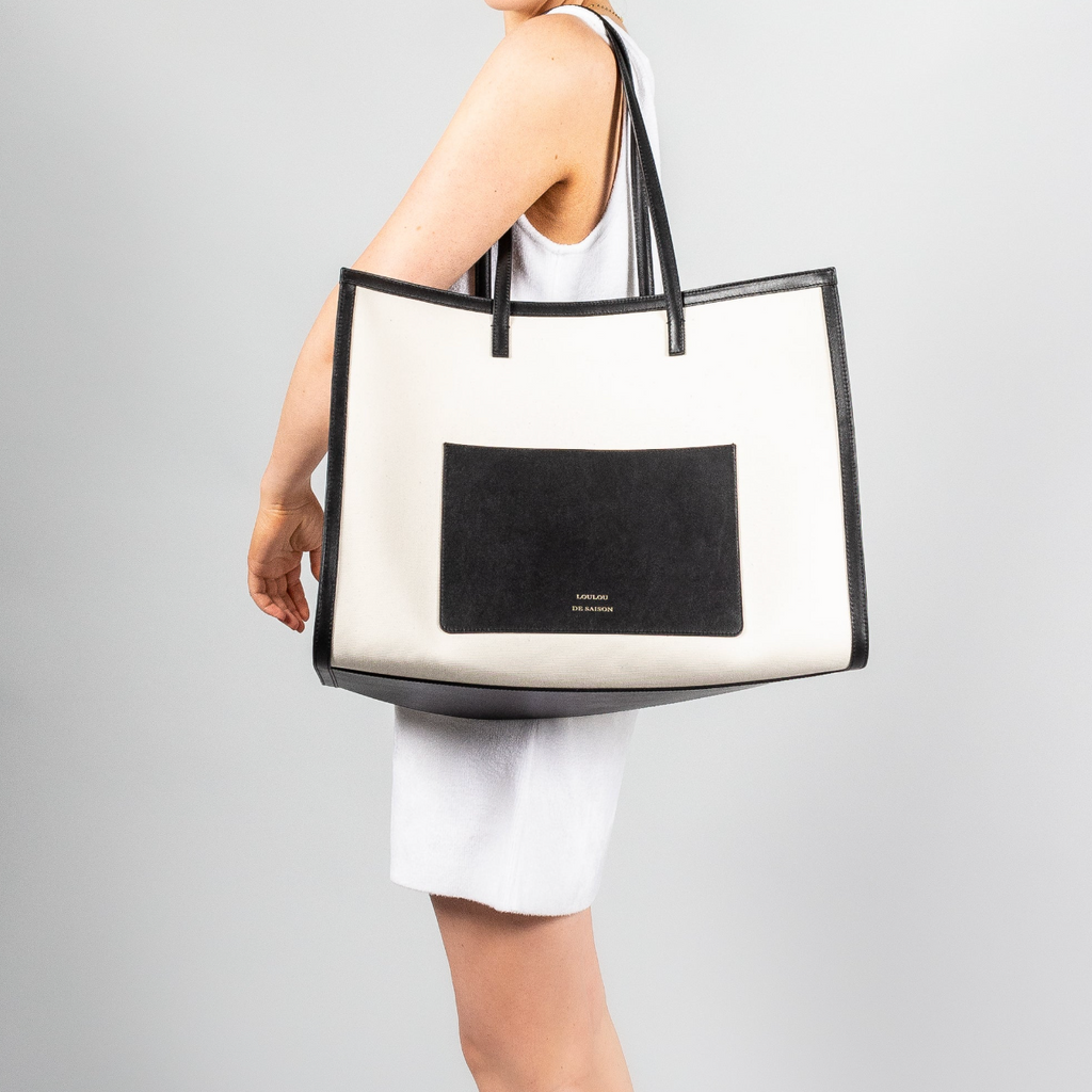 White/Black Monti Large Beach Tote