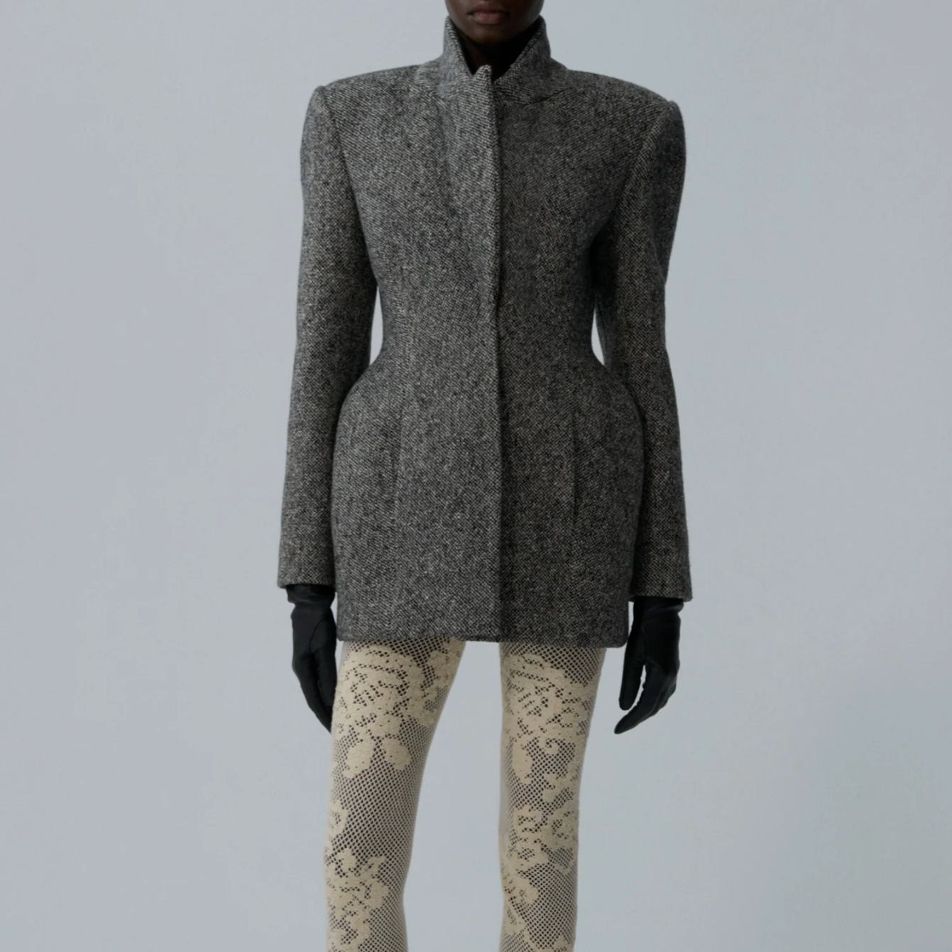 Grey Melange Sculpted Hourglass Blazer