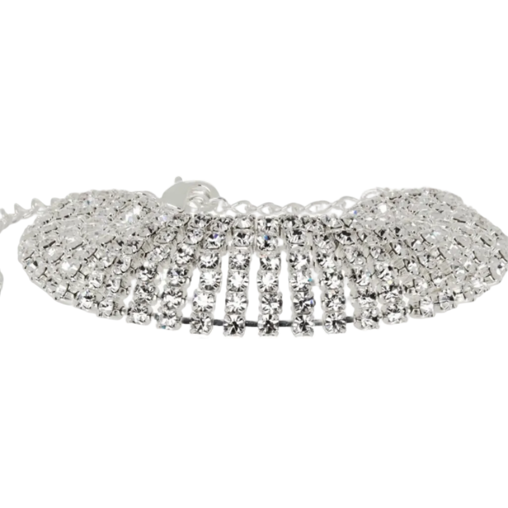 Silver Tiered Crystal Mesh Bracelet