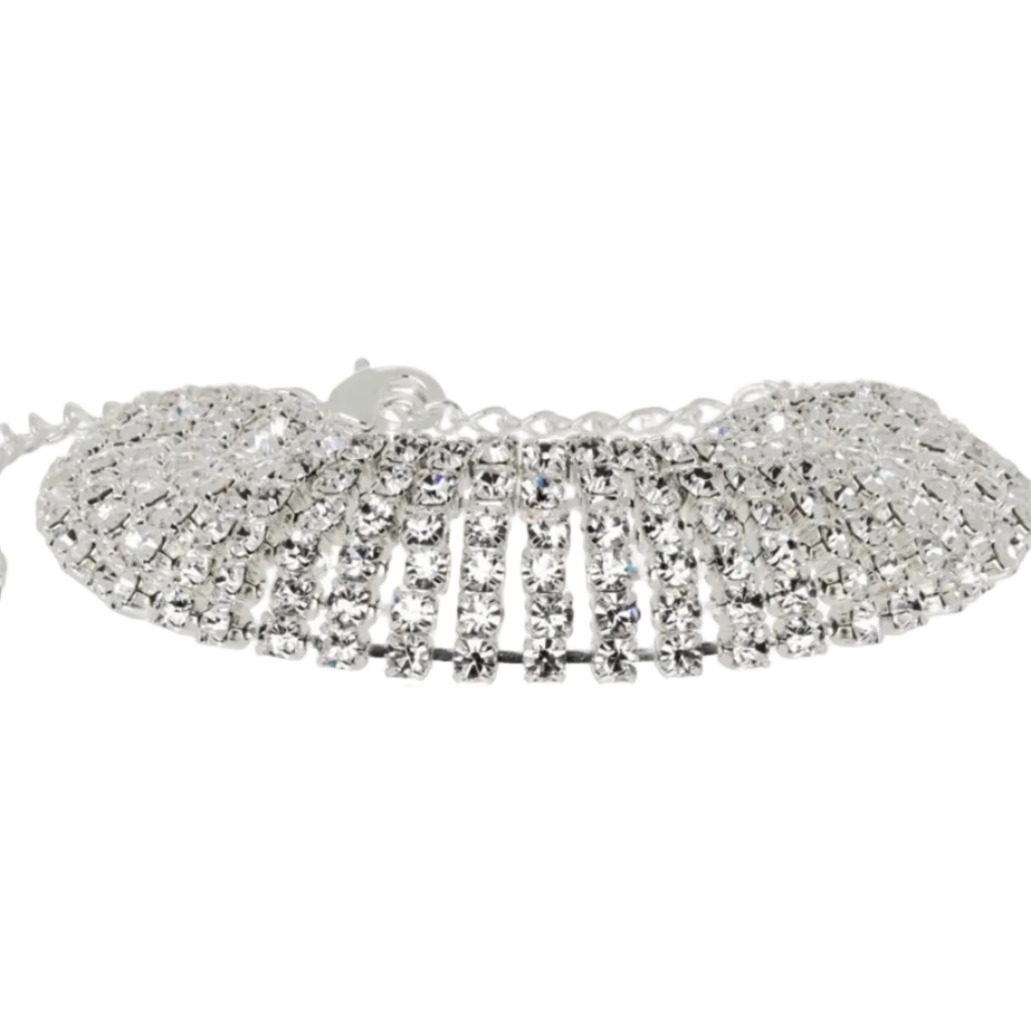 Silver Tiered Crystal Mesh Bracelet