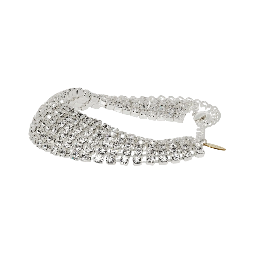 Silver Tiered Crystal Mesh Bracelet