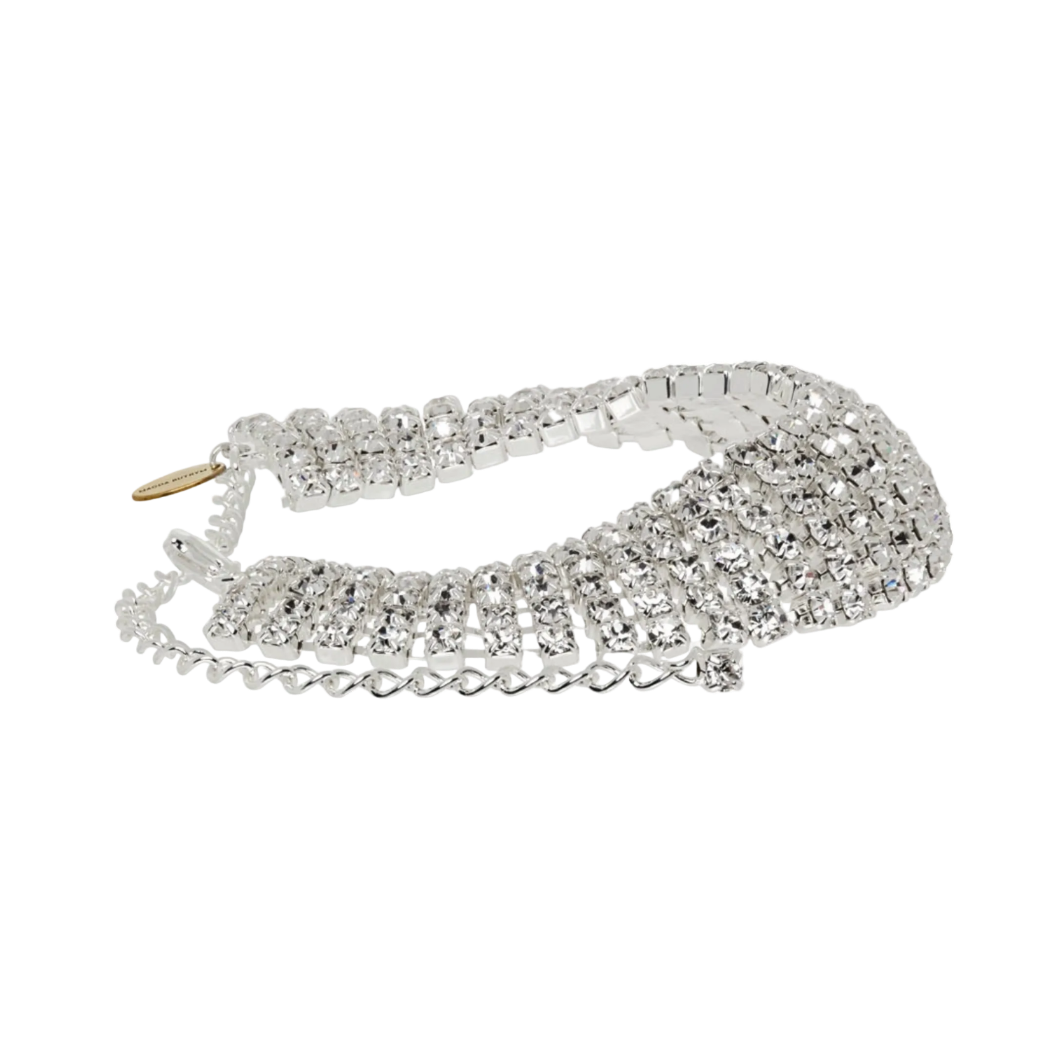 Silver Tiered Crystal Mesh Bracelet