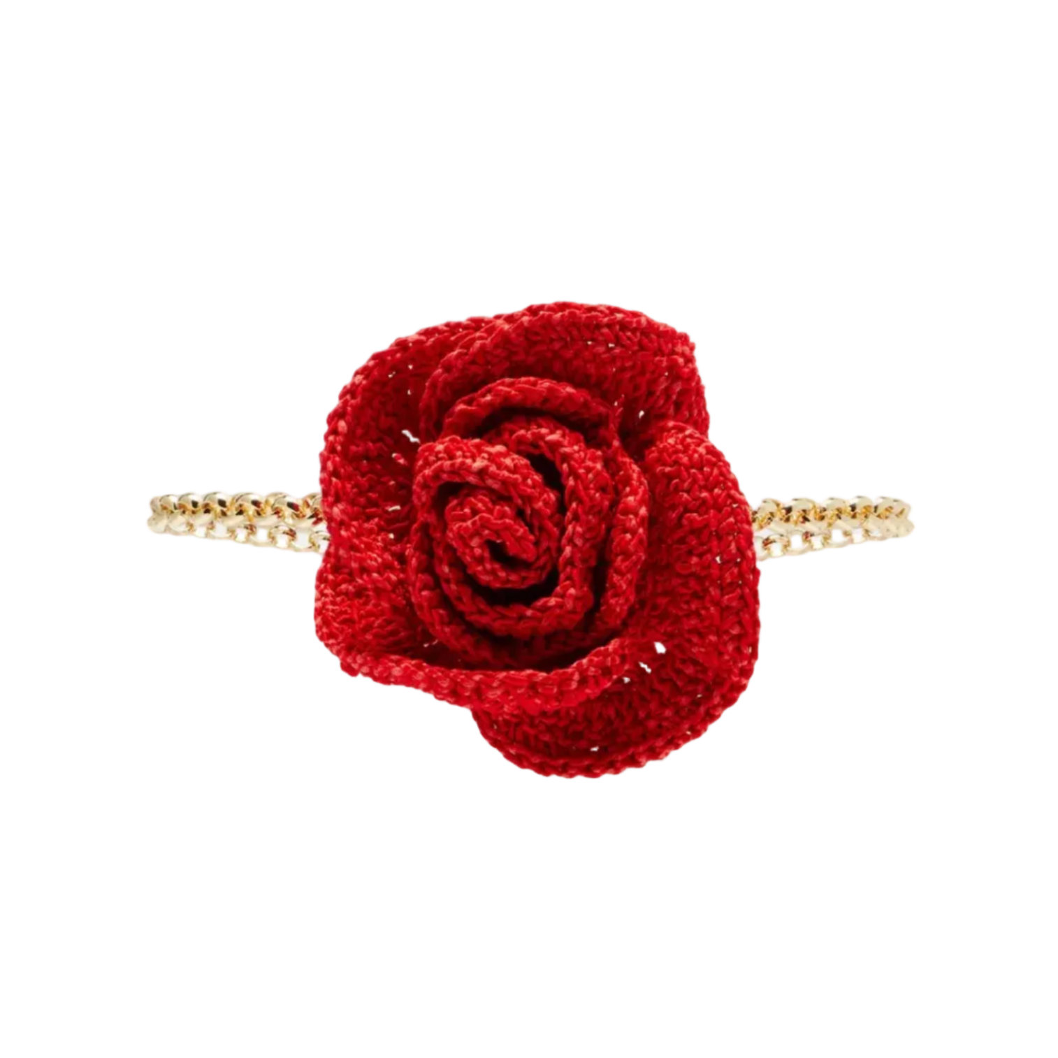 Gold Crochet Floral-Appliqué Gold-Plated Necklace