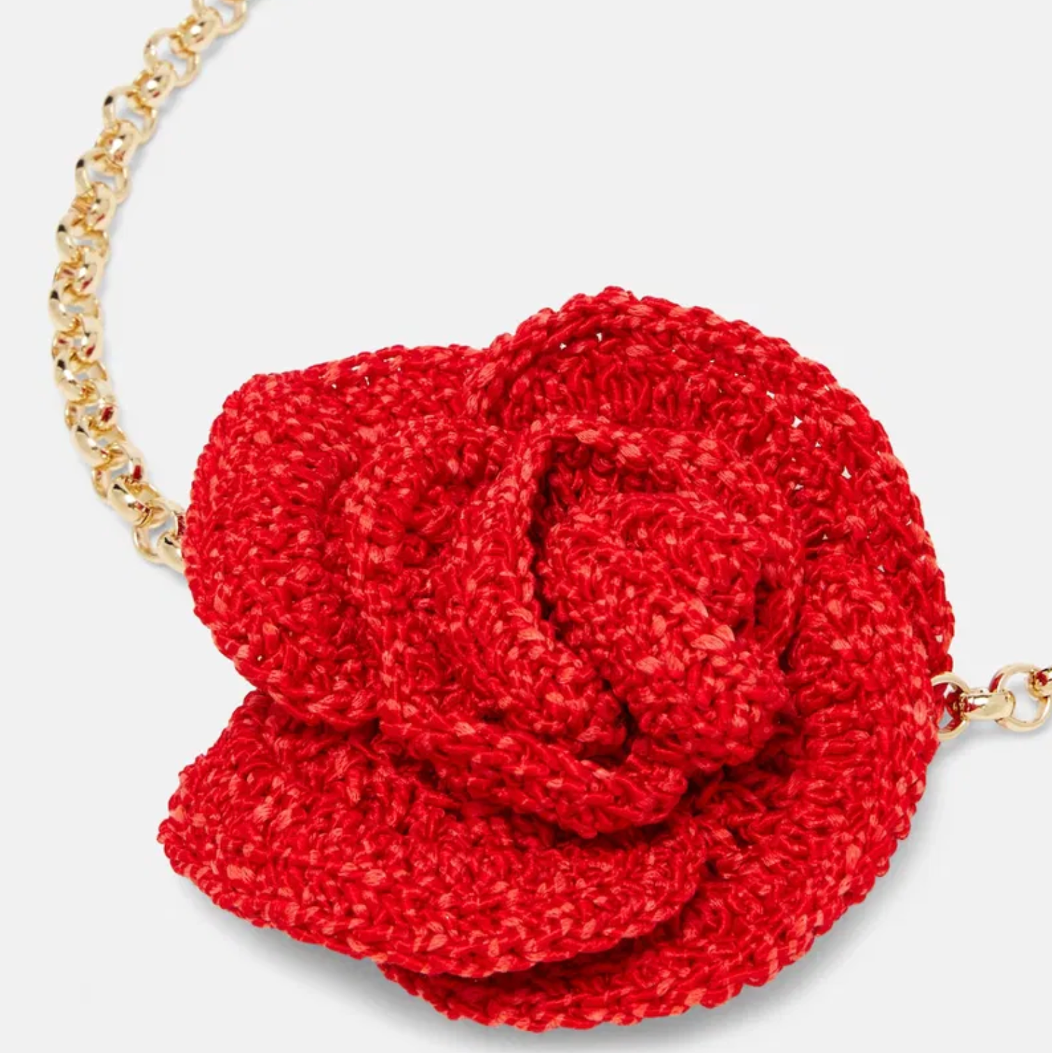 Gold Crochet Floral-Appliqué Gold-Plated Necklace