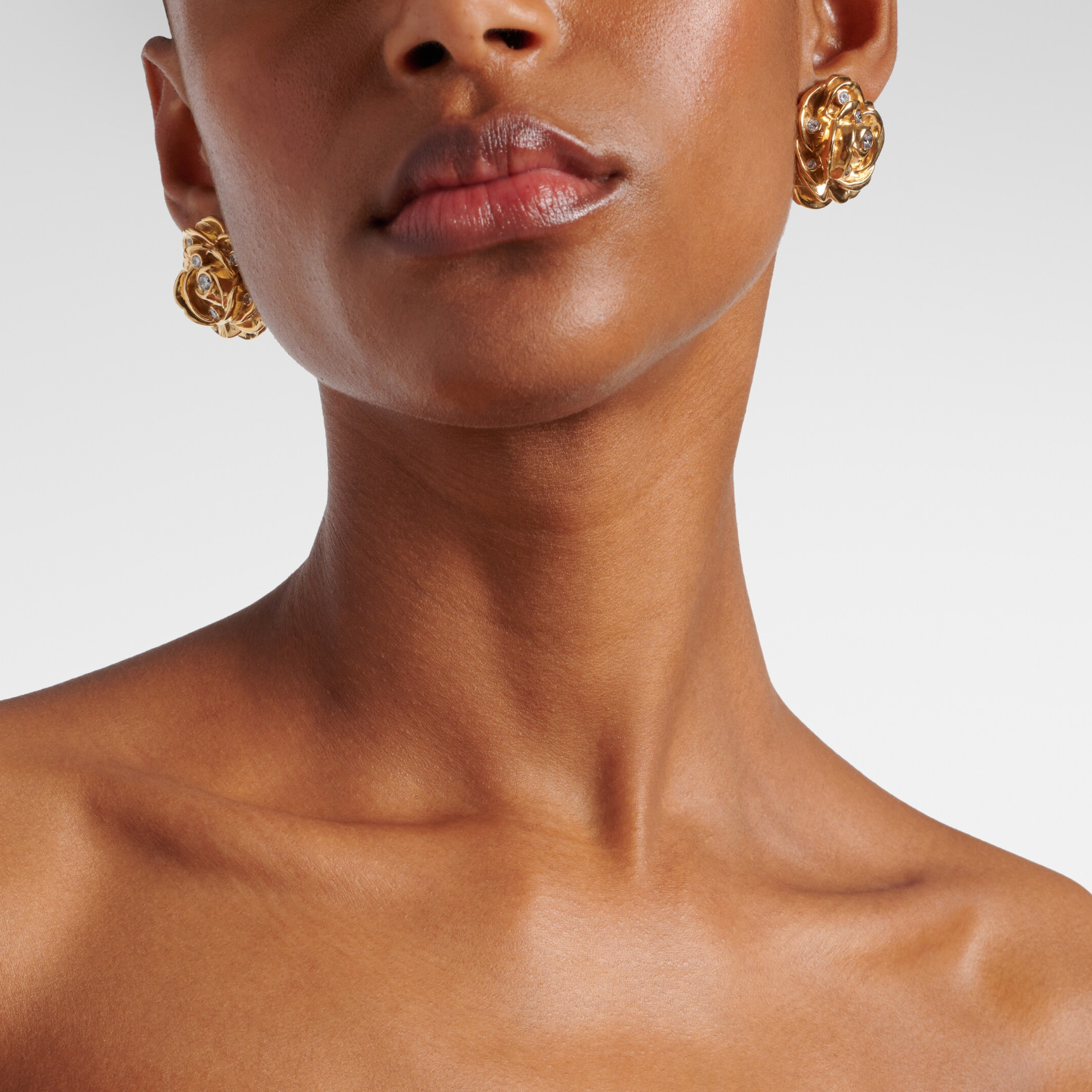 Floral Embellished Gold-Plated Earrings