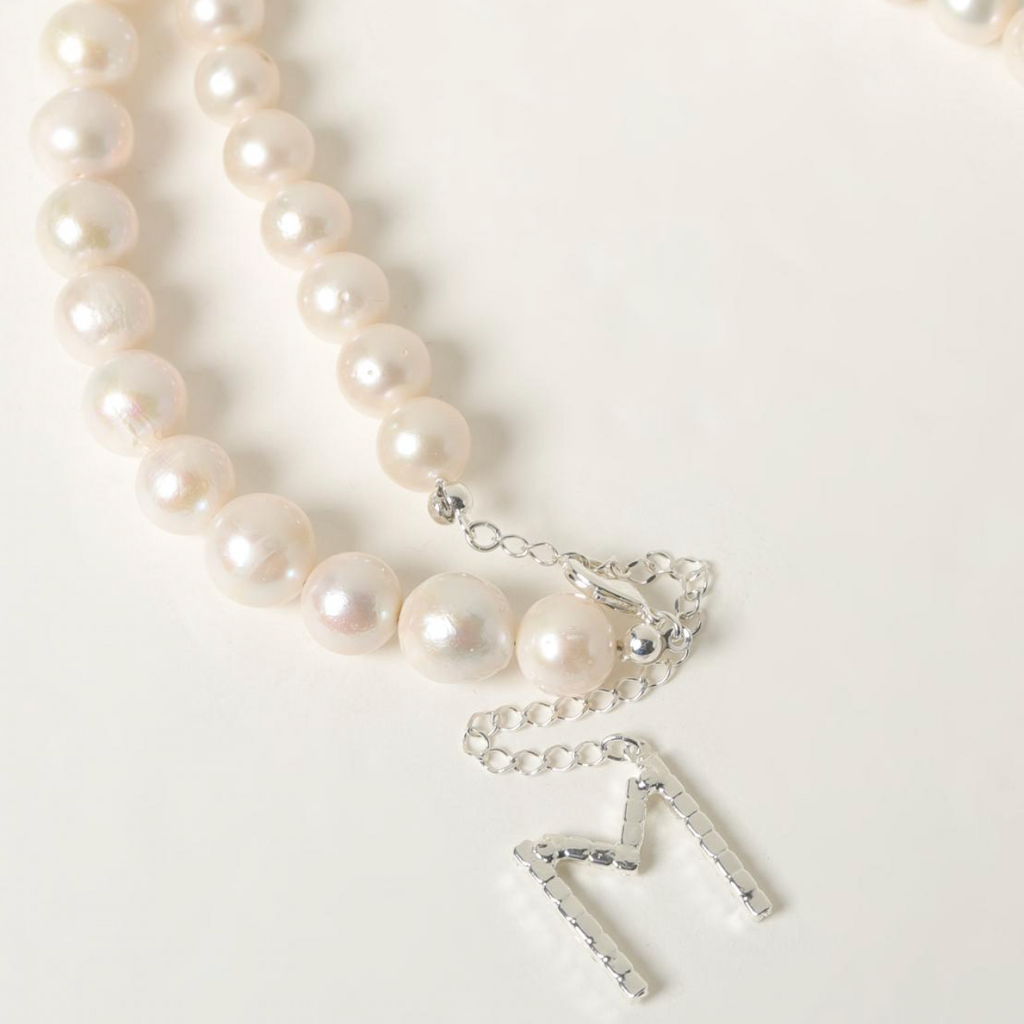 Pearl and Crystal Logo Necklace
