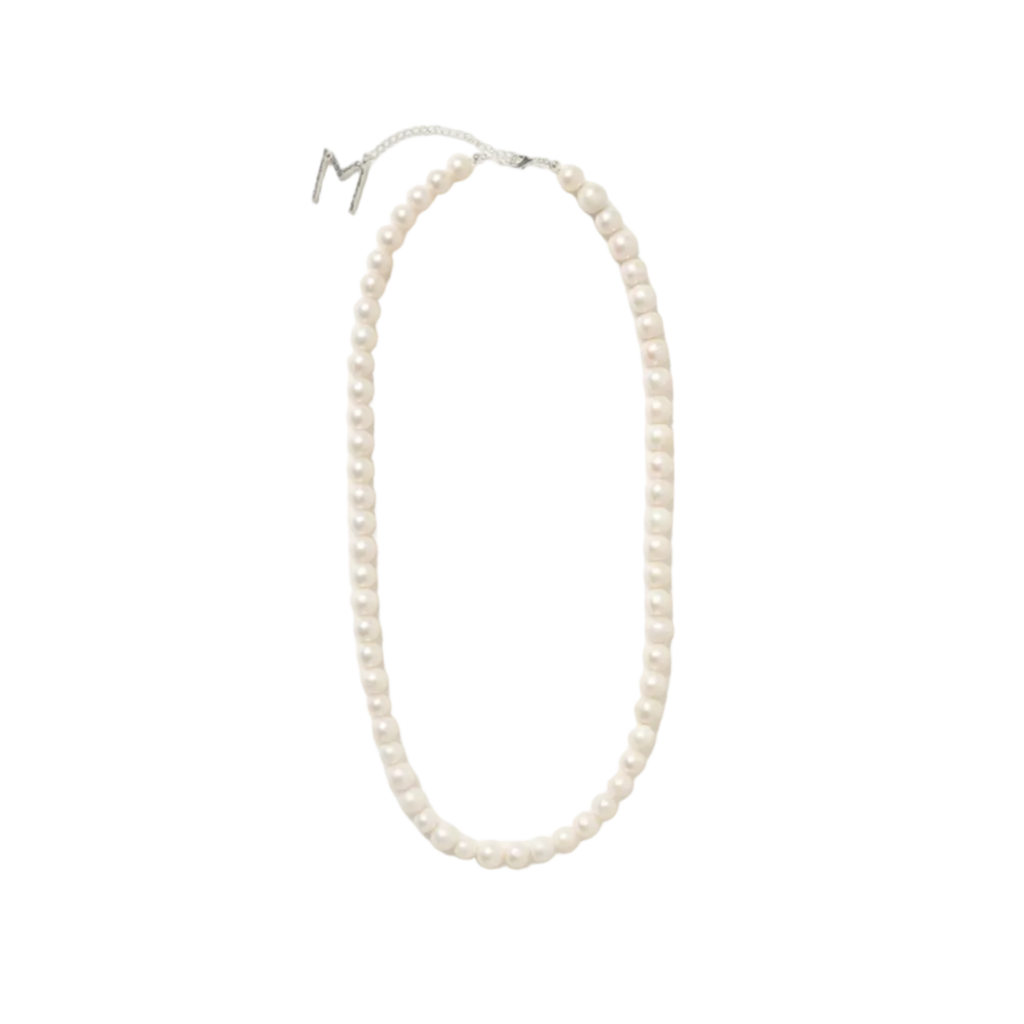 Pearl and Crystal Logo Necklace