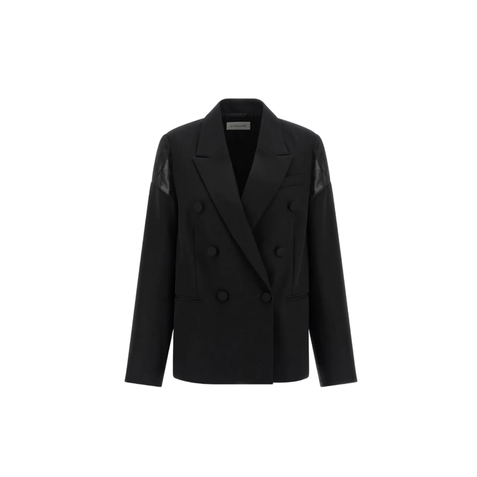 Black Sveva Double-Breasted Virgin Wool Blazer