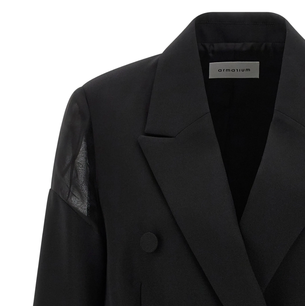 Black Sveva Double-Breasted Virgin Wool Blazer