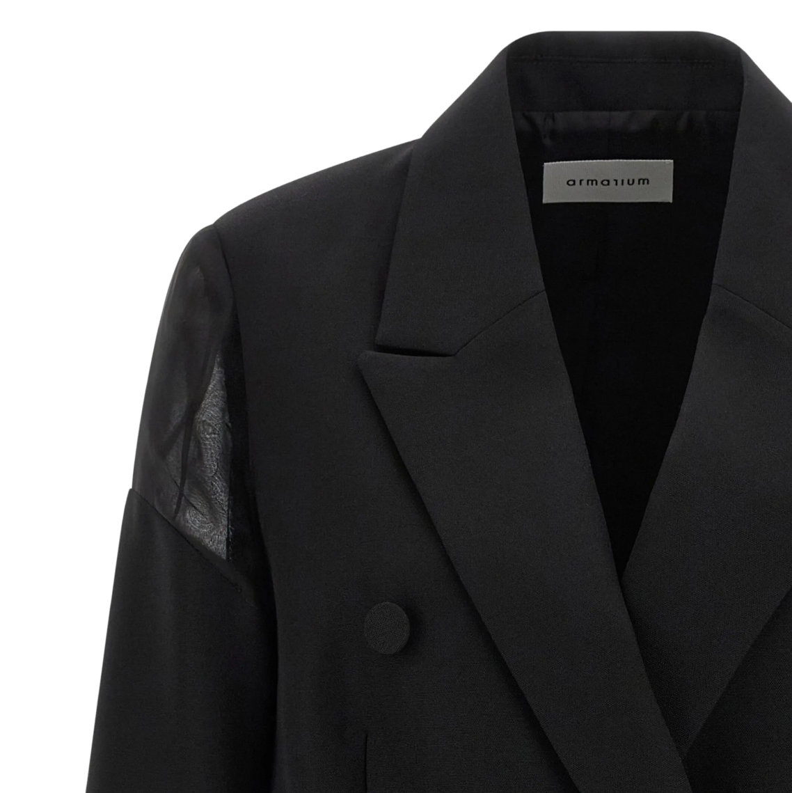 Black Sveva Double-Breasted Virgin Wool Blazer