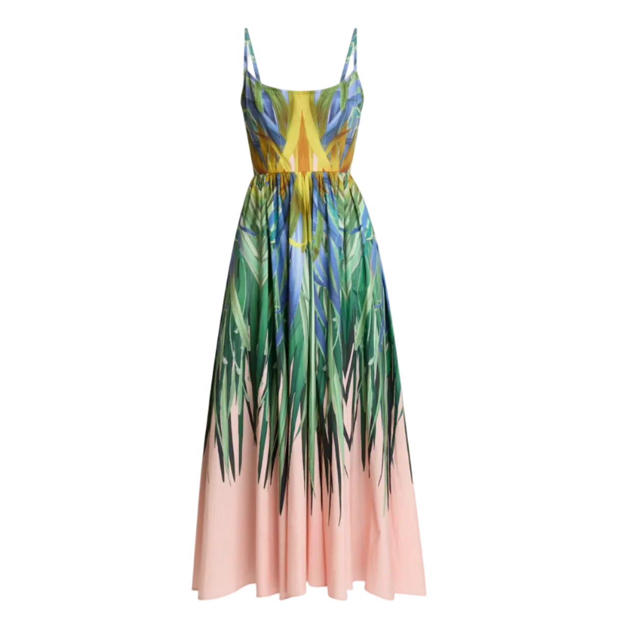 Printed Cotton Low-Back Midi Dress