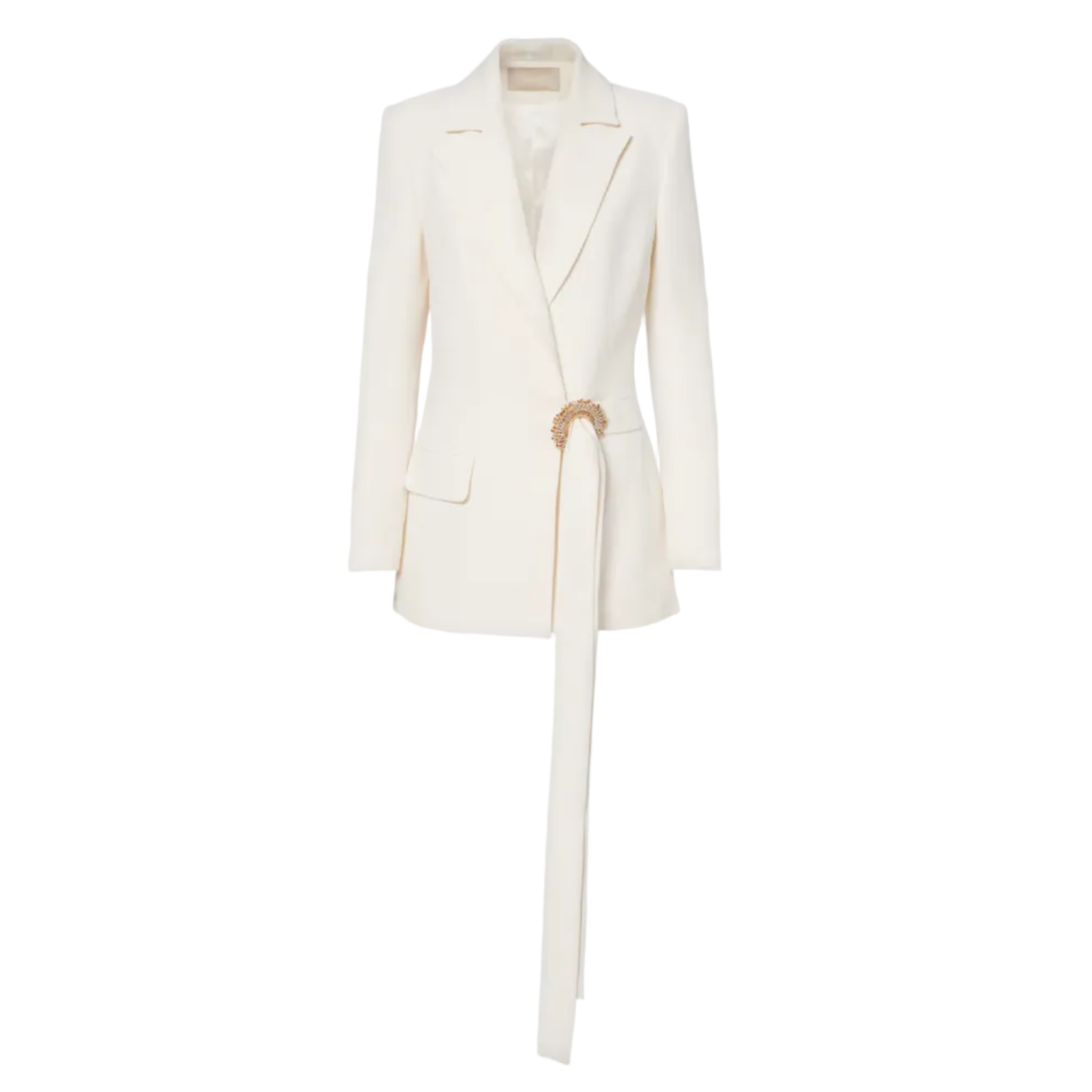 Crystal-Embellished Cady Wrap Blazer
