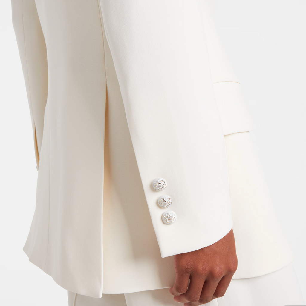 Crystal-Embellished Cady Wrap Blazer