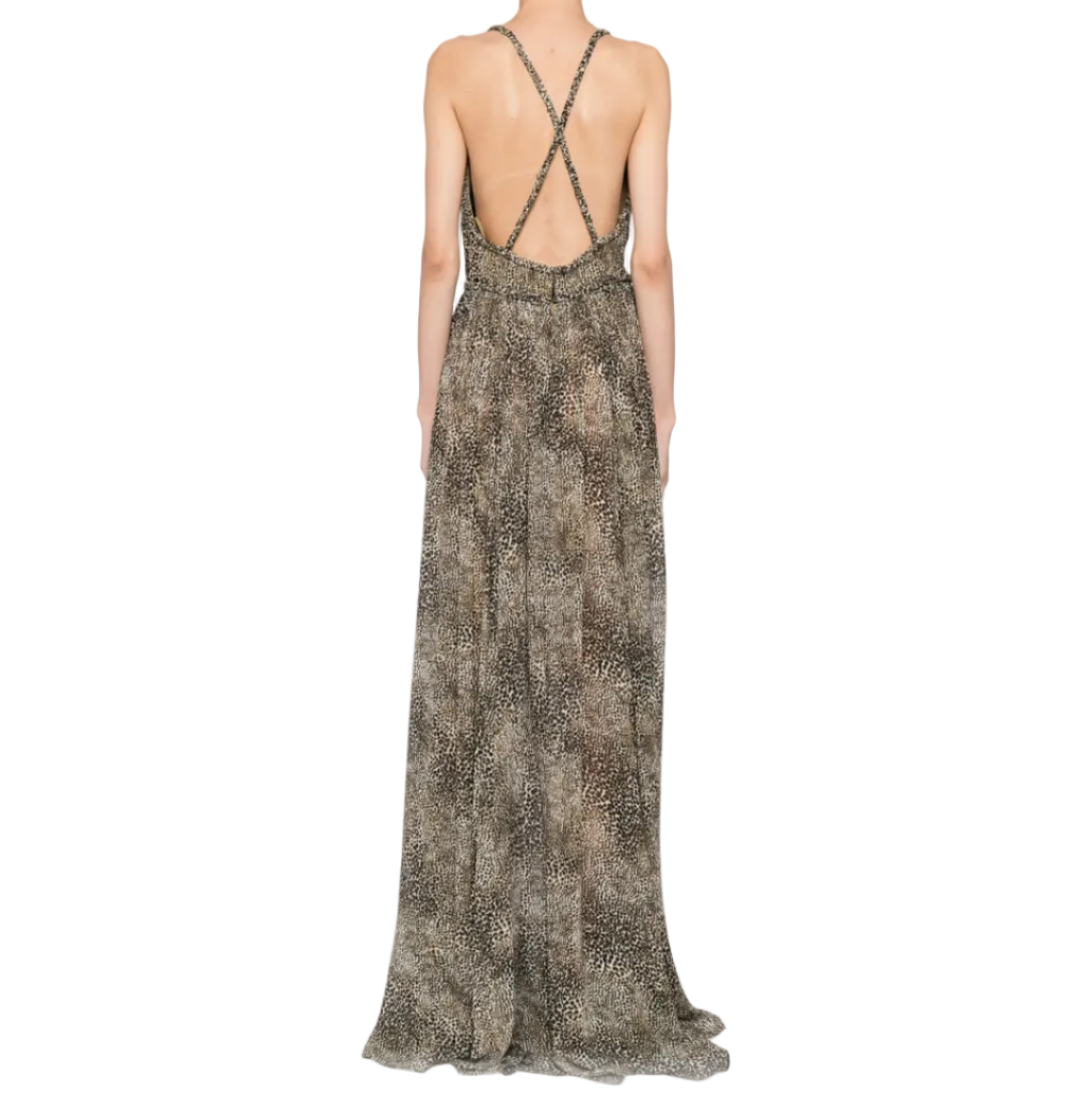 Animalier Print Silk Dress