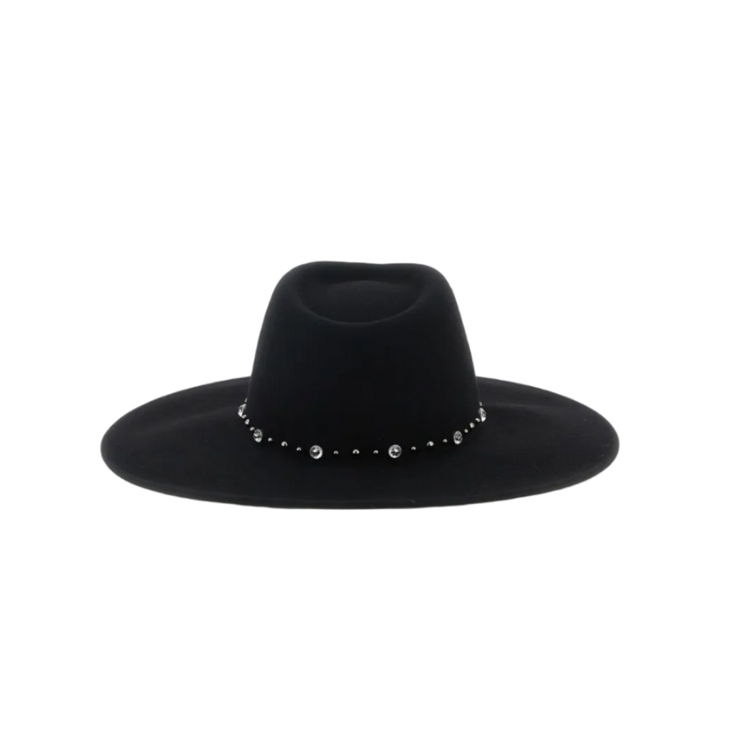 Wide-Brim Crystal-Embellished Hat