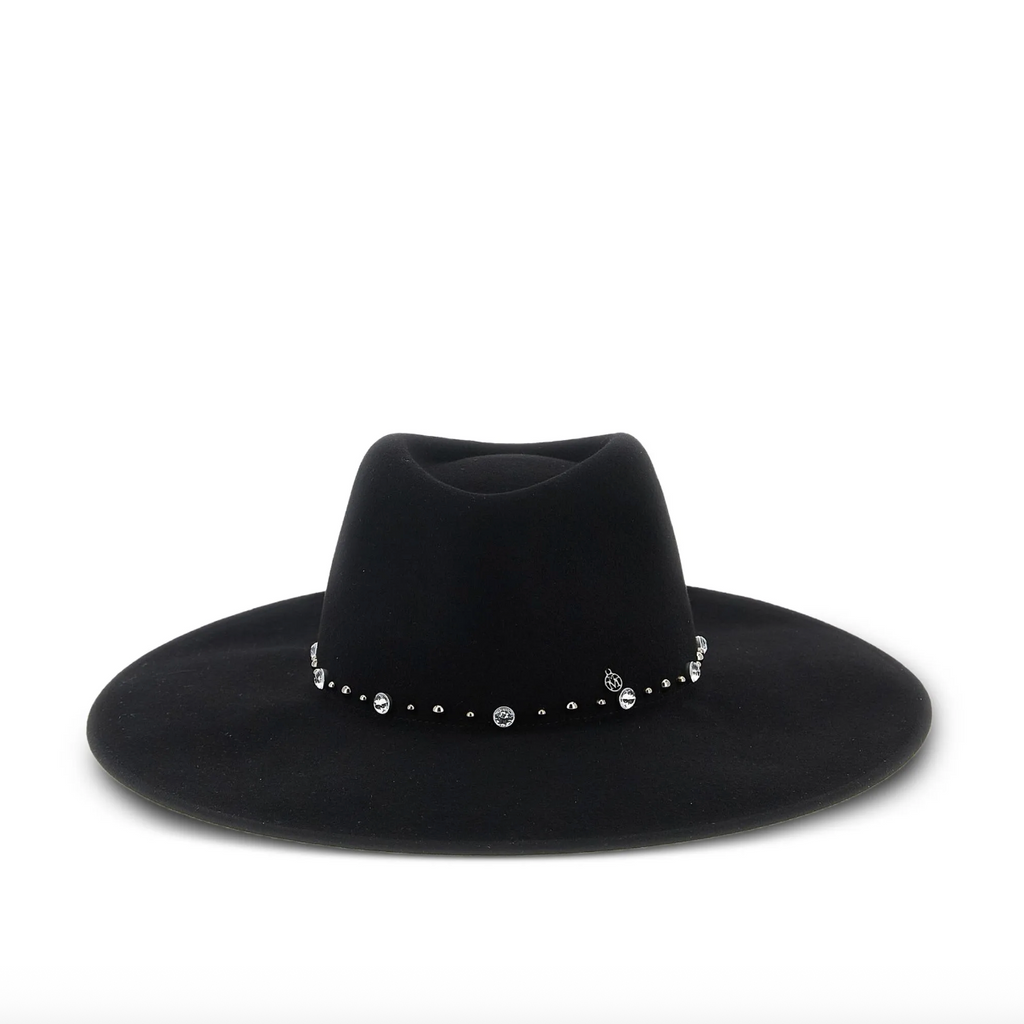 Wide-Brim Crystal-Embellished Hat