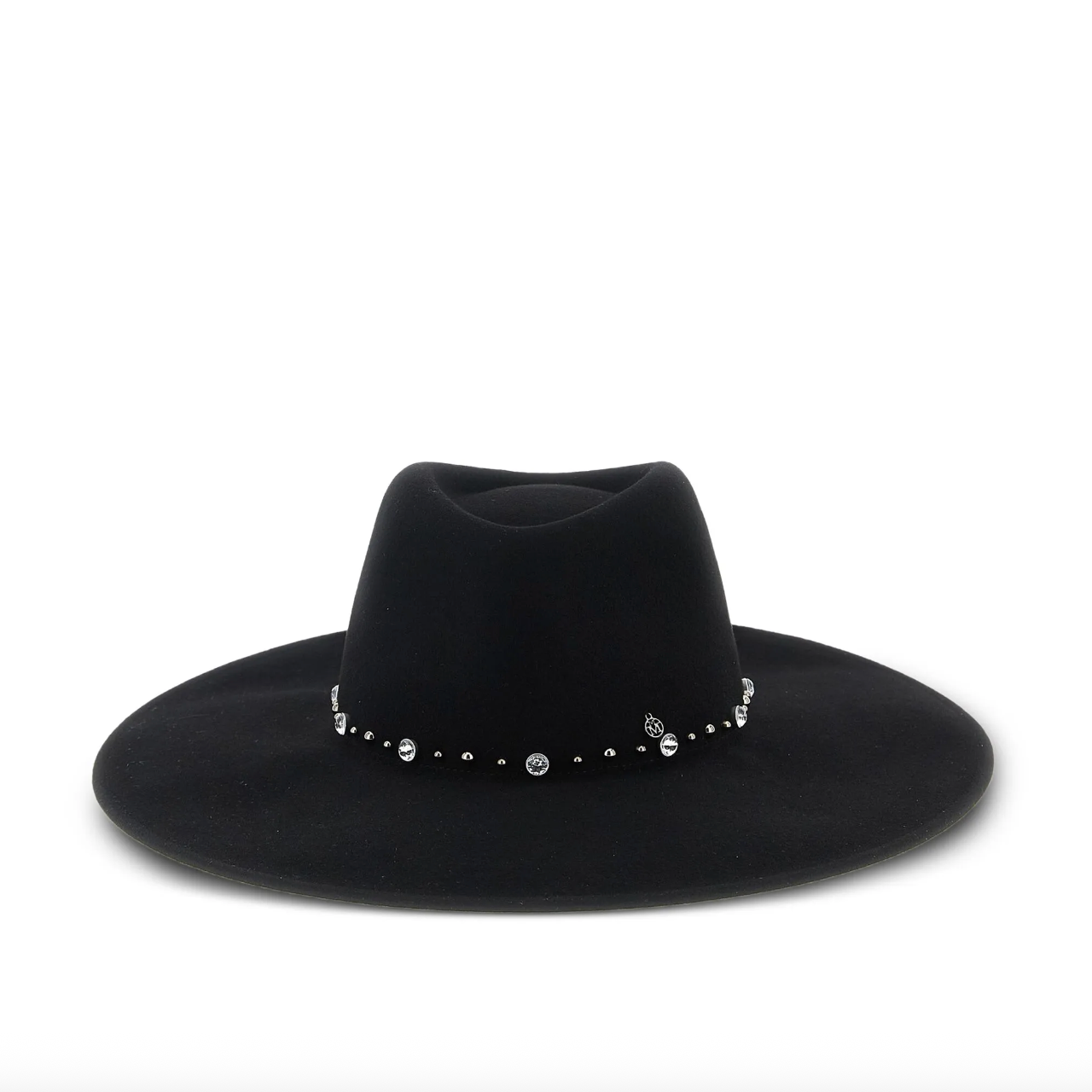 Wide-Brim Crystal-Embellished Hat