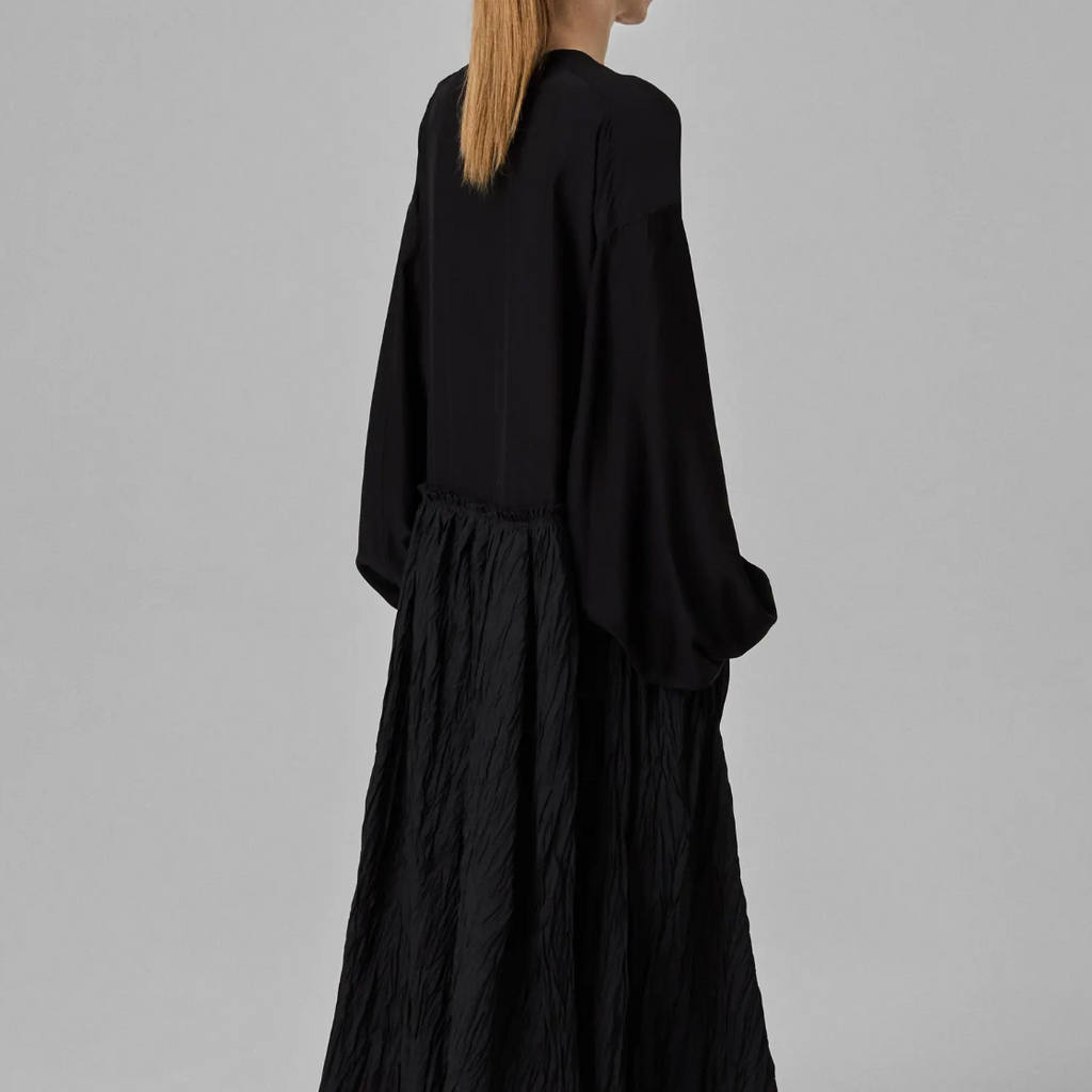 Plissé Wrap Long-Sleeve Dress