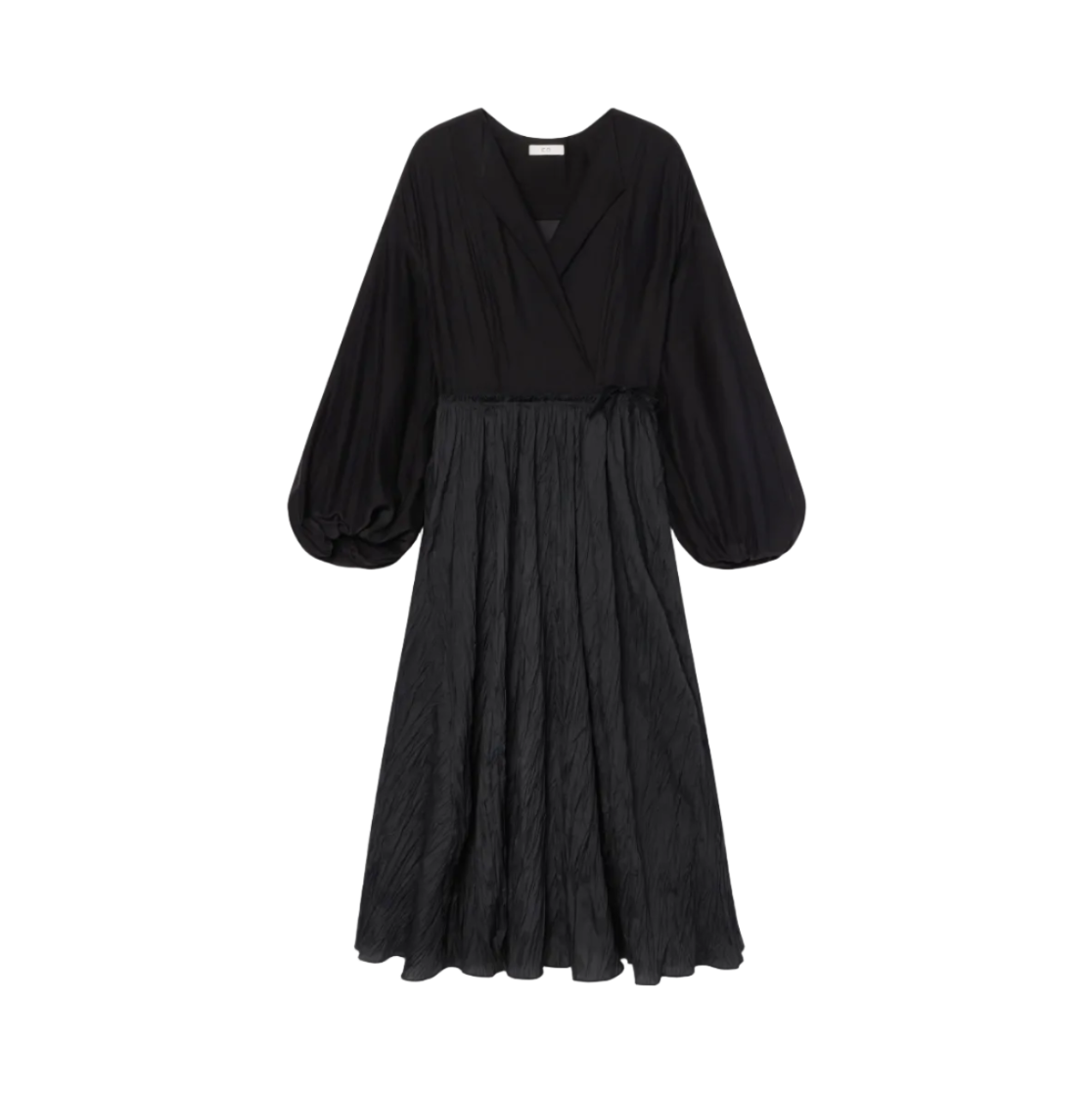 Plissé Wrap Long-Sleeve Dress