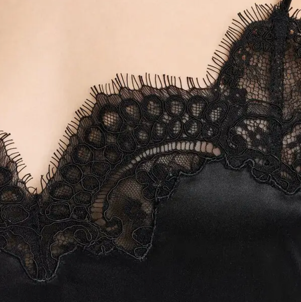 Half Placket Lace-Trimmed Dress