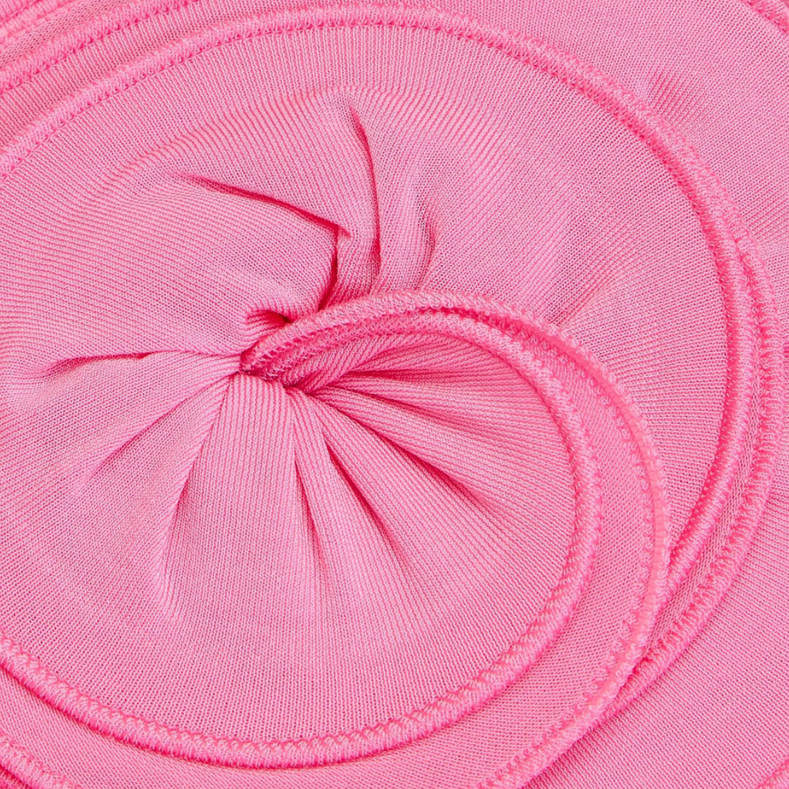 Floral-Appliquéd Ruched Jersey Mini Dress