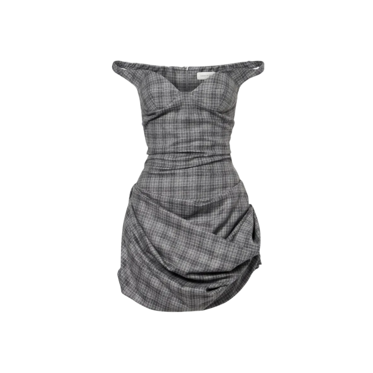 Ruched Off-Shoulder Wool-Blend Bustier Dress