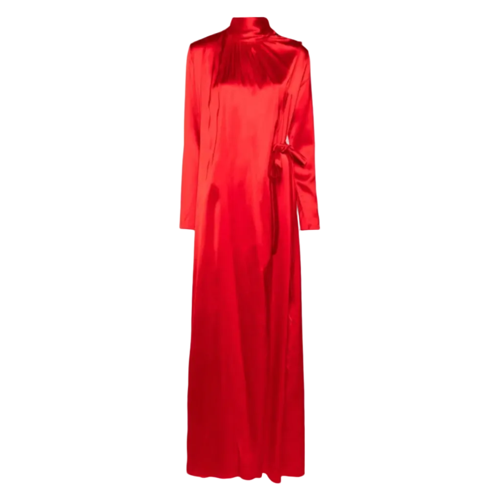 Satin Wrap Kaftan Gown