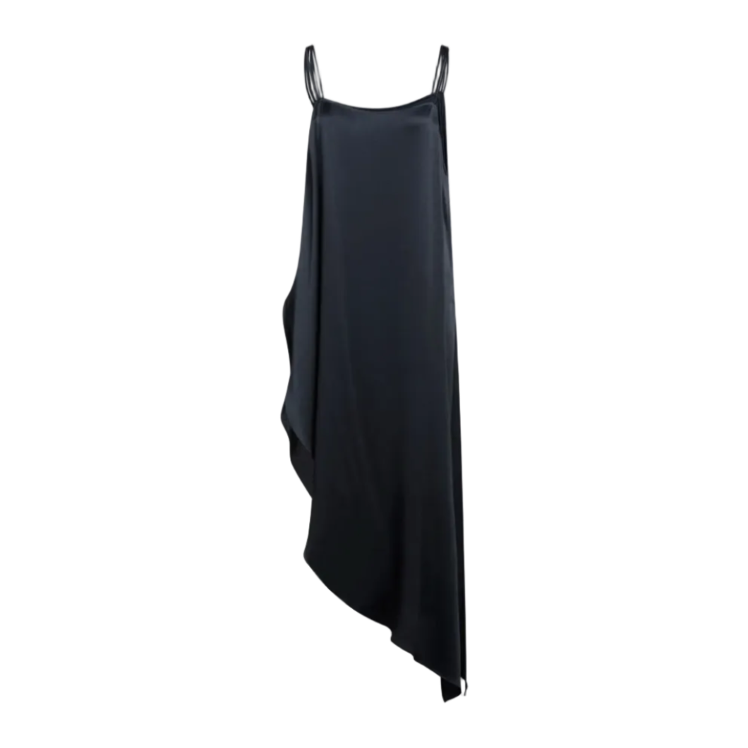 Asymmetrical Silk-Blend Maxi Dress