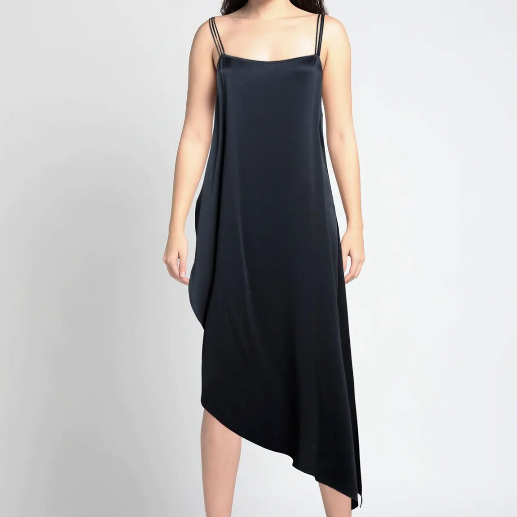 Asymmetrical Silk-Blend Maxi Dress
