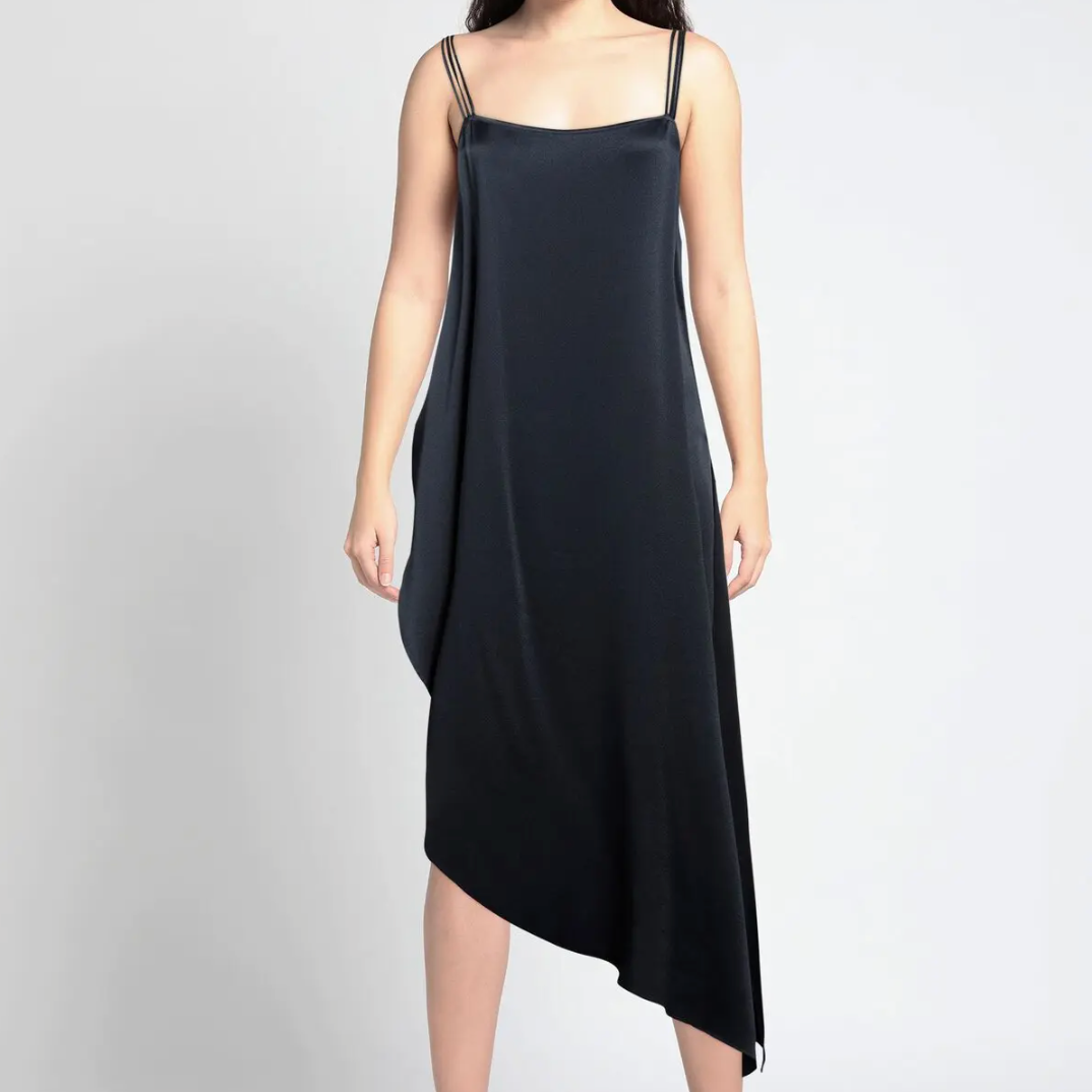 Asymmetrical Silk-Blend Maxi Dress