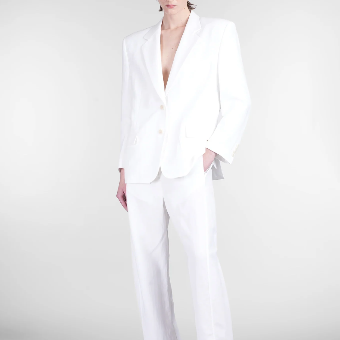 Blazer 01 in White Viscose