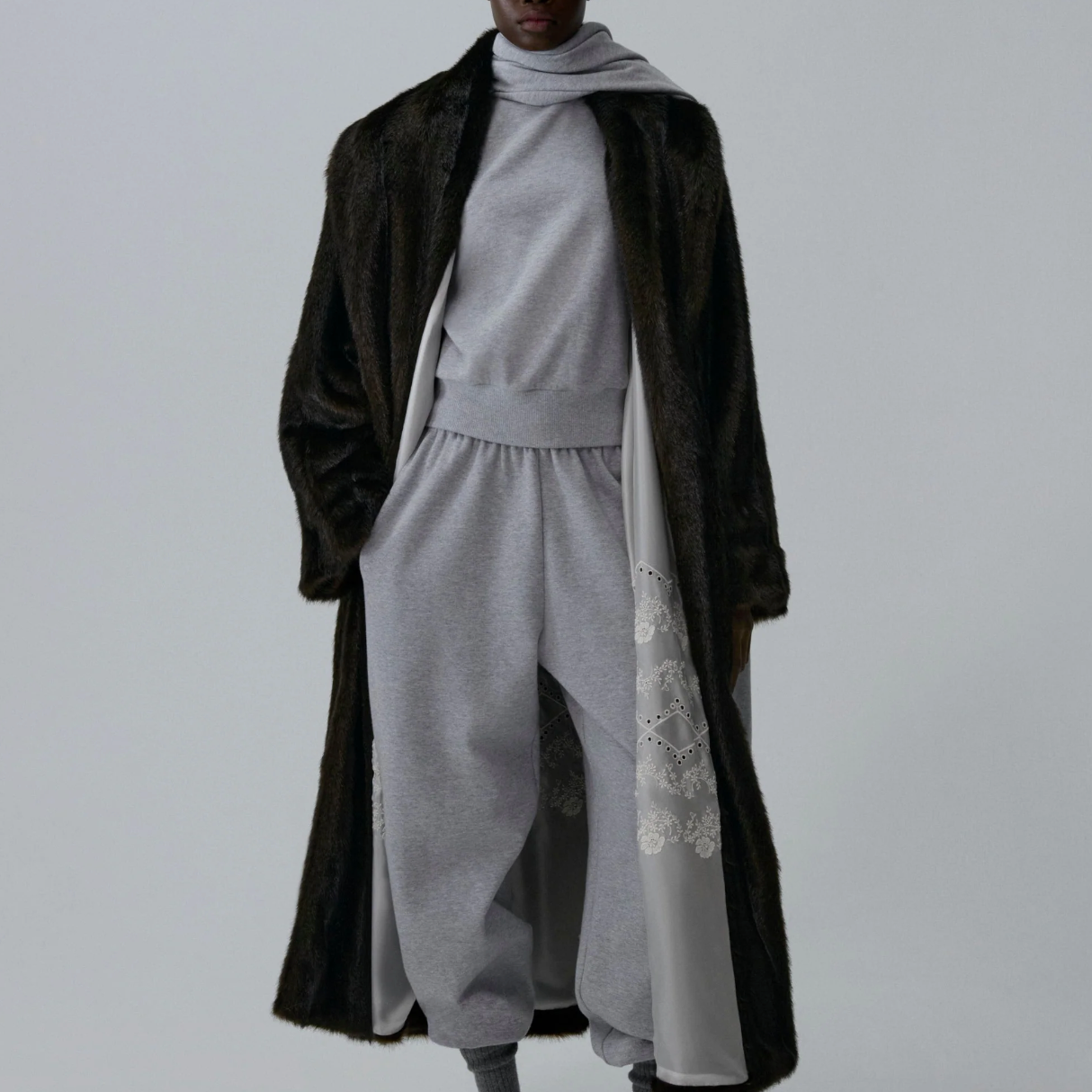 Draped Scarf Sweatshirt