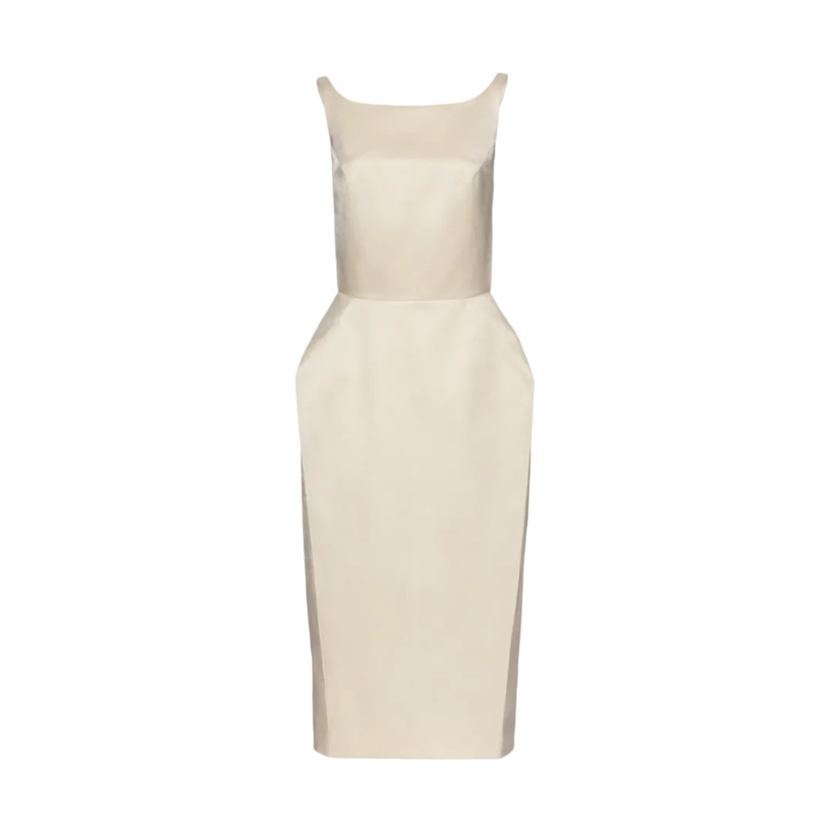 Roundneck Hip Pad Midi Dress