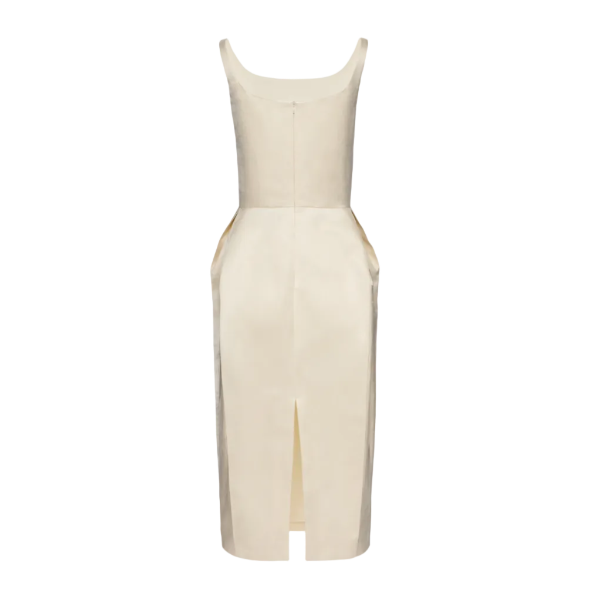 Roundneck Hip Pad Midi Dress