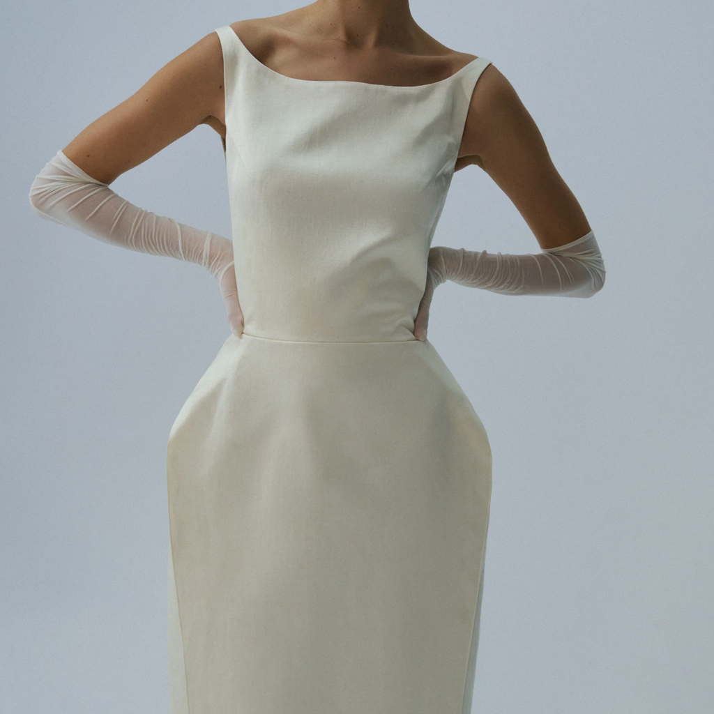 Magda Butrym PF25 KLEID 02 CREME 150725