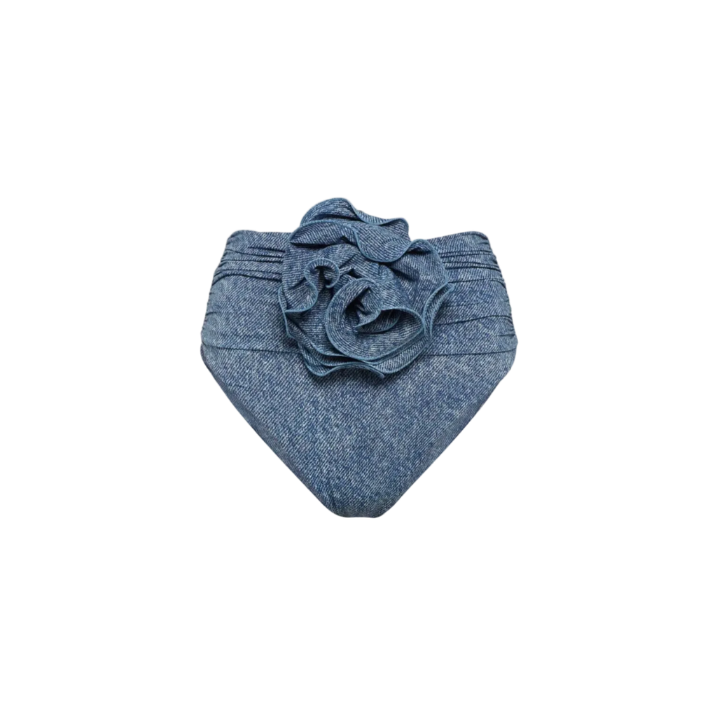 Corsage Denim Printed Bikini Bottoms