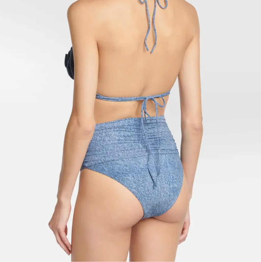 Corsage Denim Printed Bikini Bottoms