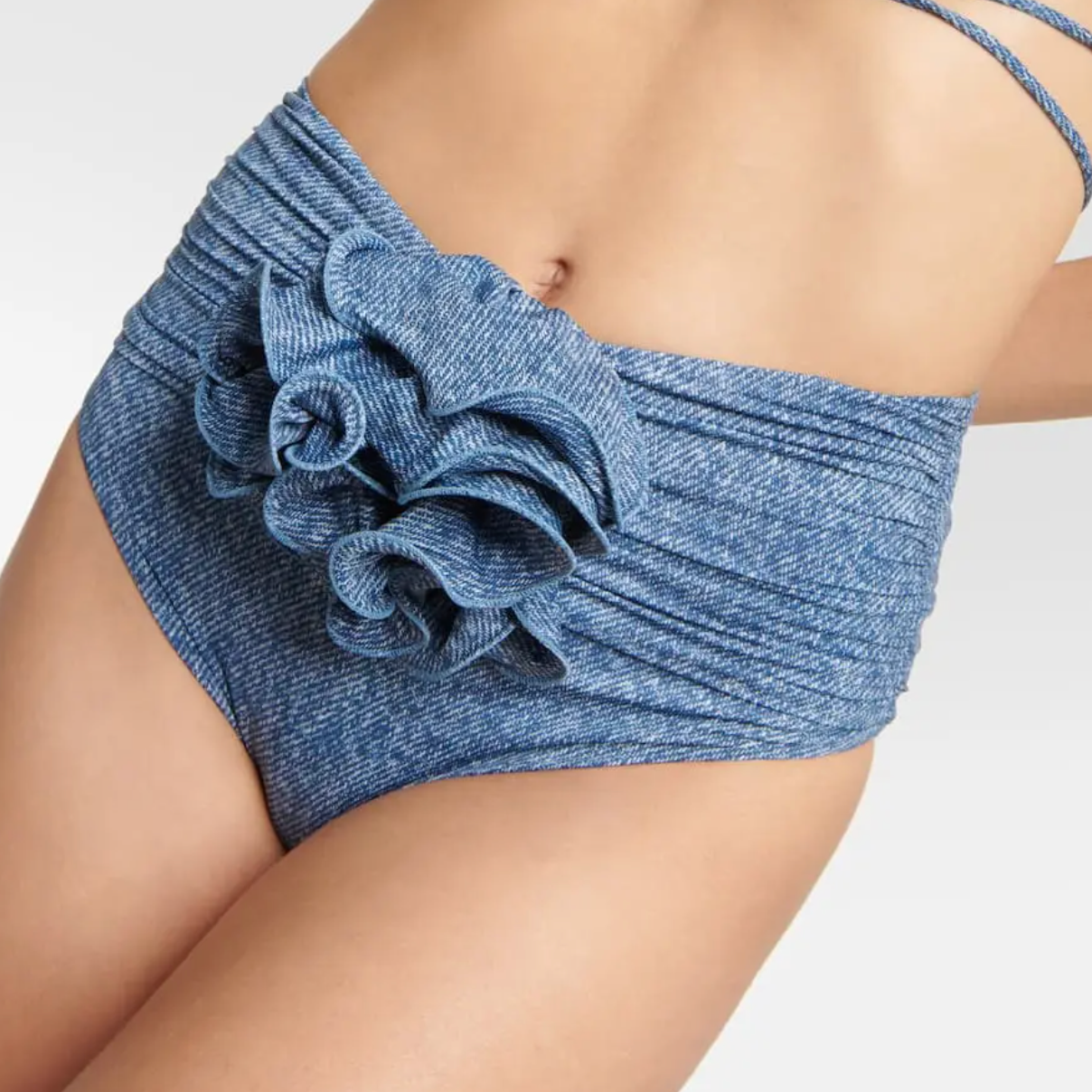 Corsage Denim Printed Bikini Bottoms