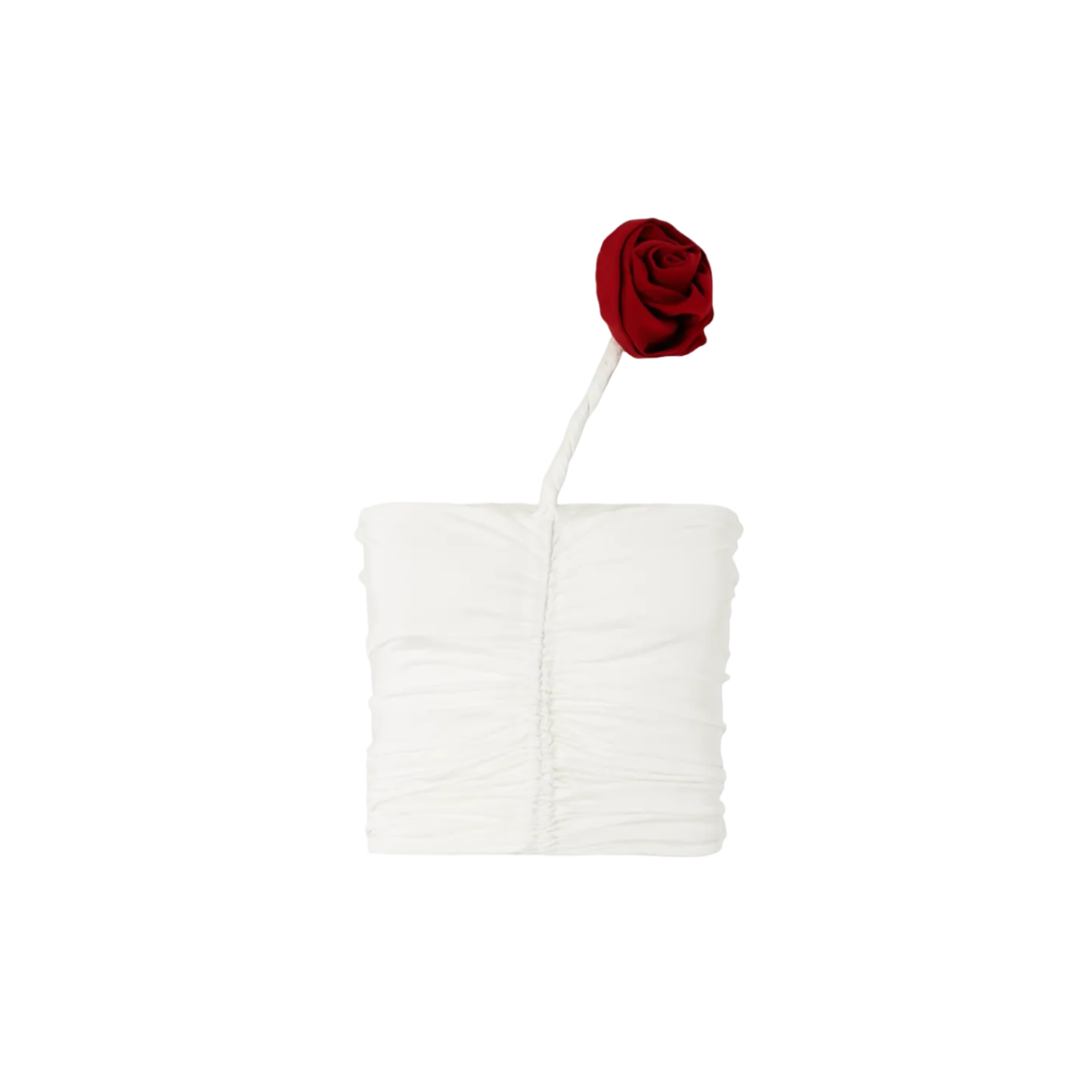 One-Shoulder Appliquéd Ruched Bustier Top