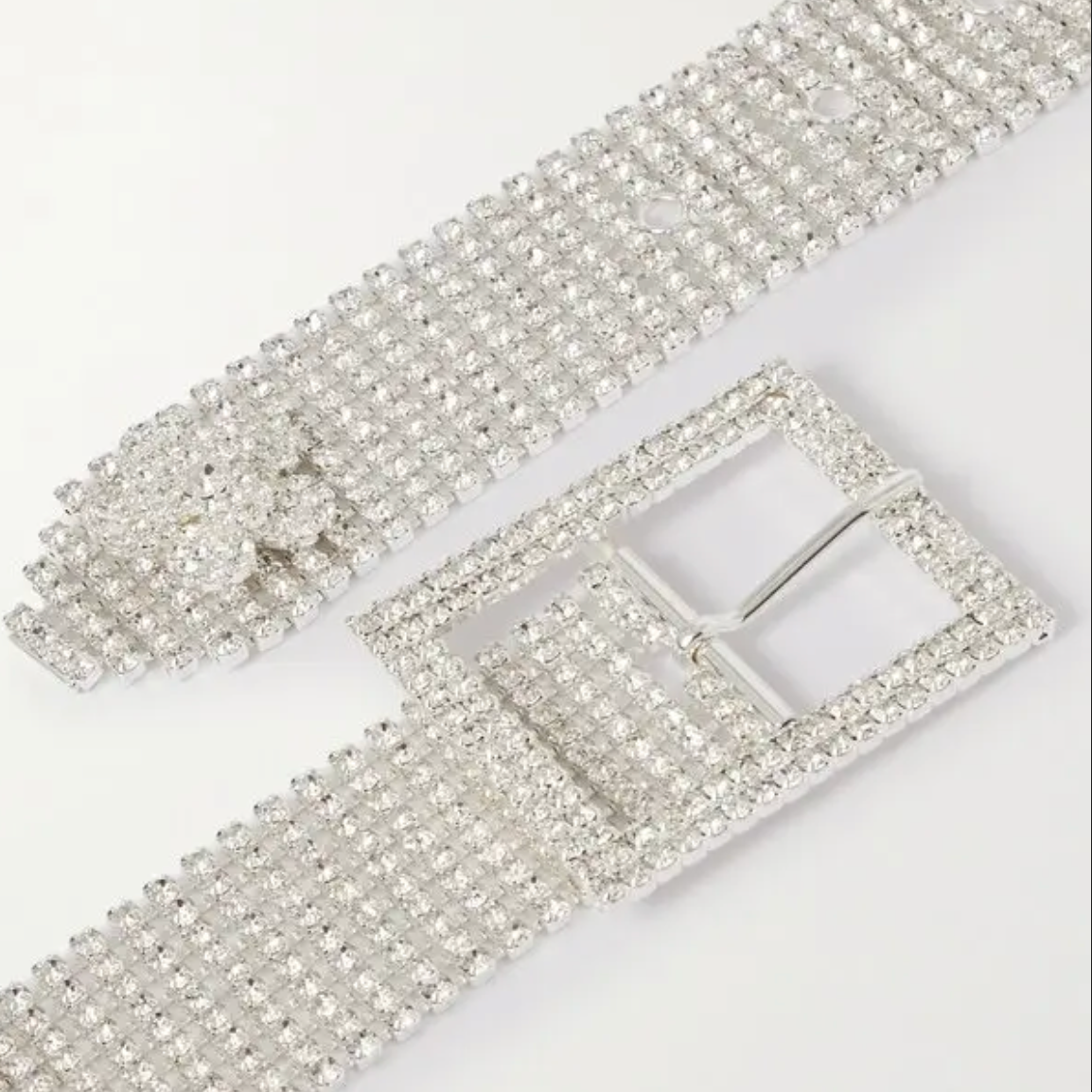 Silver-Tone Crystal Belt