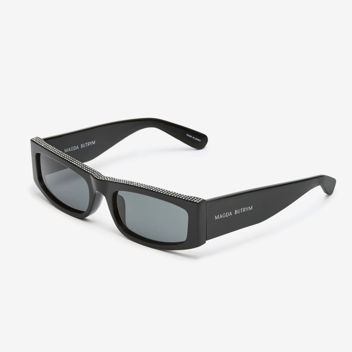 Rectangular Sunglasses in Black Crystals