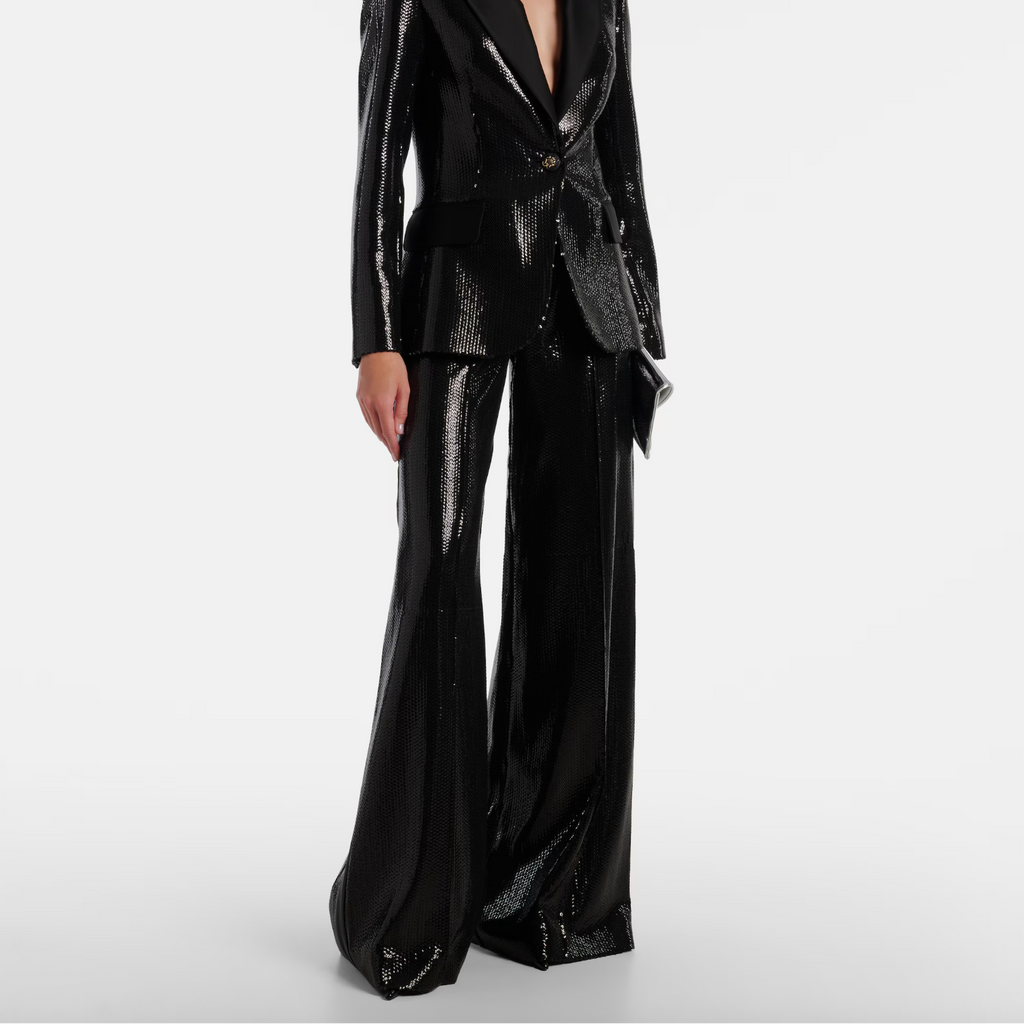 Elie Saab Sequins & Satin Pants